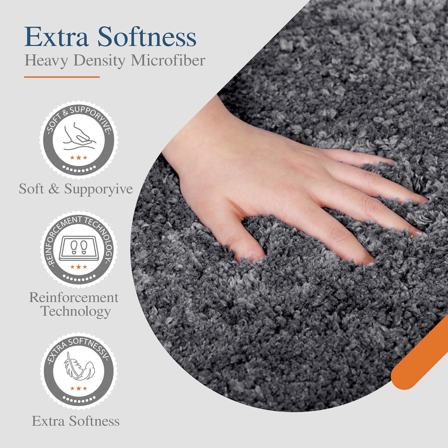 Walensee Large Bathroom Rug (24 x 72, Dark Grey) Extra Soft and Absorbent Shaggy Bath Mat Machine Washable Microfiber Non Slip Luxury Floor Mat
