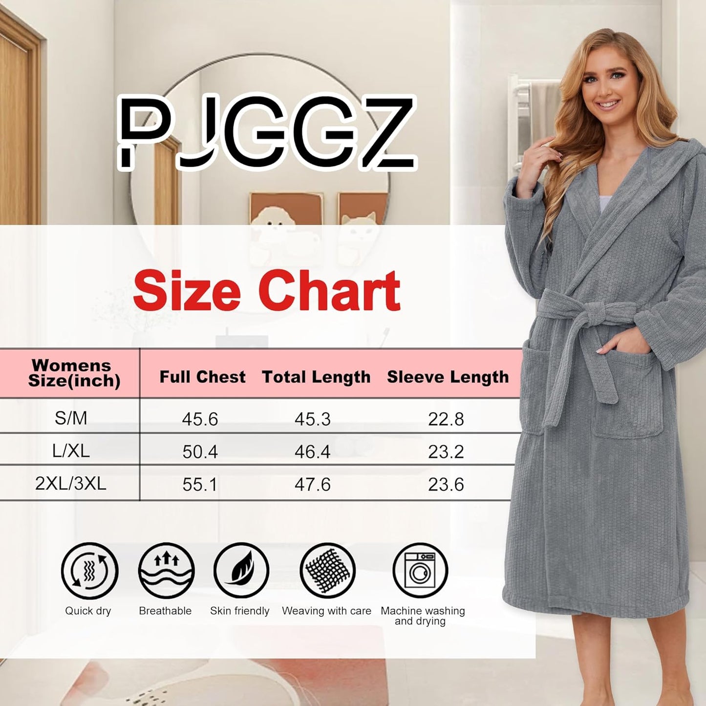 Hooded Bathrobes for Women, Soft Long Towel Robes for Women - Quick Dry yet Warm