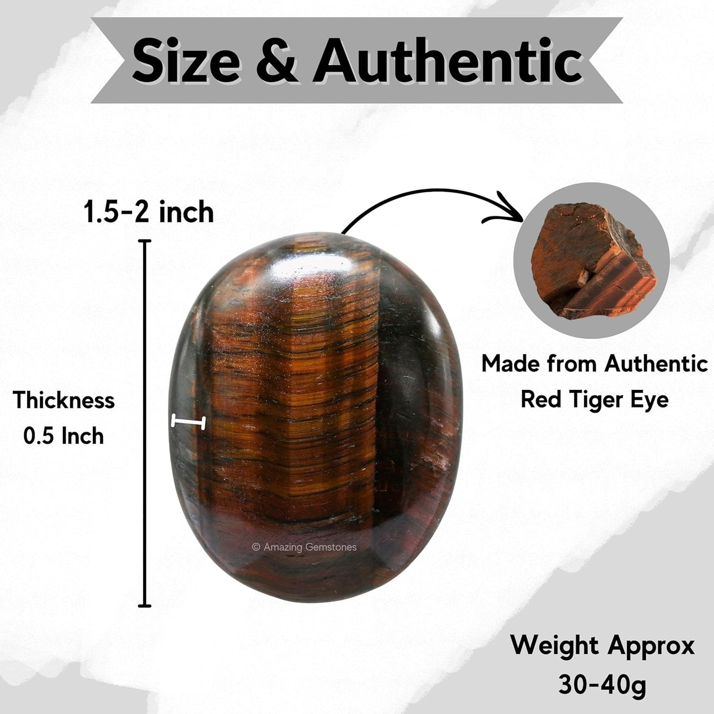 Amazing Gemstone Red Tiger Eye Crystals and Healing Stones - Large Palm Stone Crystals Piedra - Crystal for Good Luck, Balanced Positive Energy, Meditation - Unique Stocking Stuffers, Gifts for Women