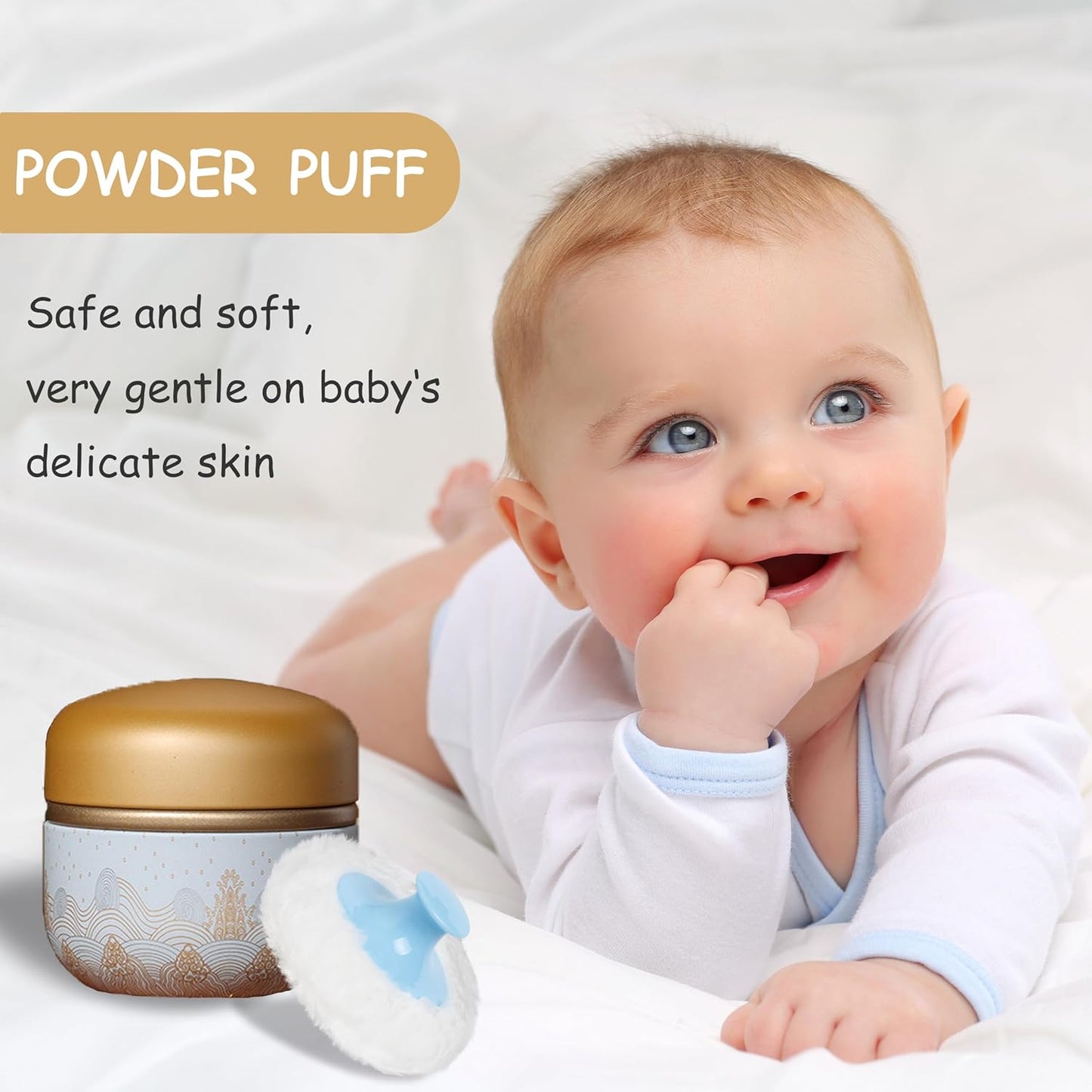 Powder Puff and Powder Container for Body Dusting Powder Case with Puff for Baby and Women,Loose Powder Containers with Puff for Travel (Landscape)