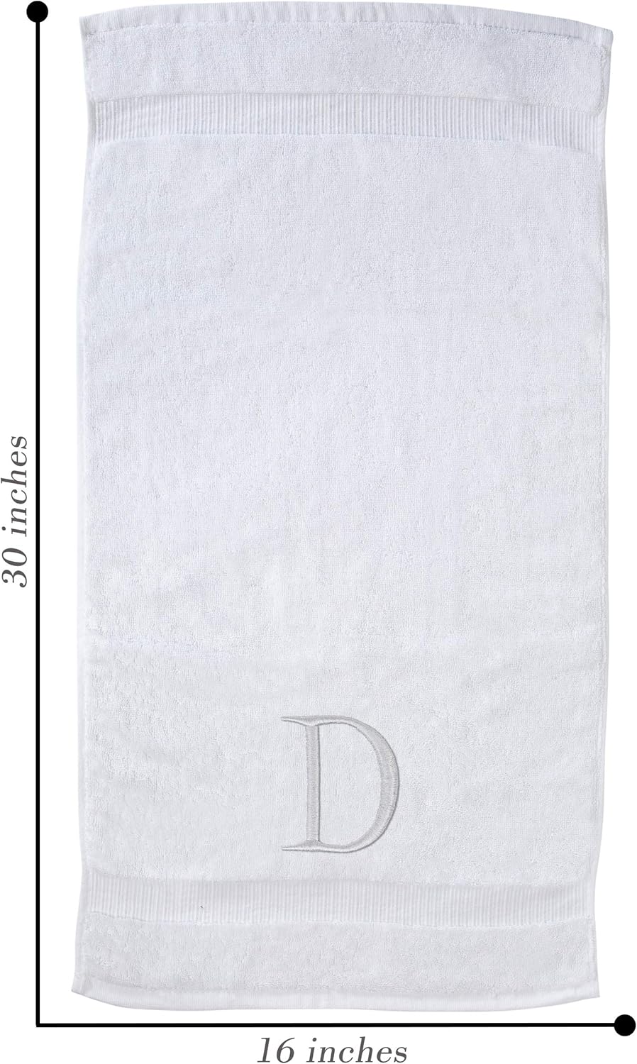 Monogrammed Hand Towels for Bathroom - Luxury Hotel Quality Personalized Initial Decorative Embroidered Bath Towel for Powder Room, Spa - GOTS Organic Certified - Pack of 2, Letter D