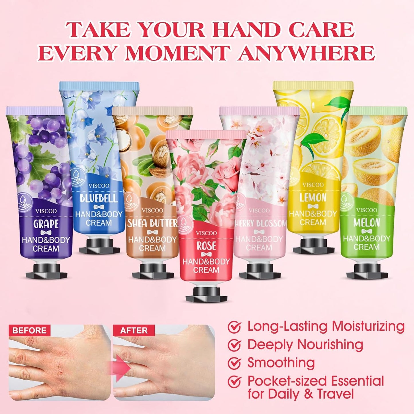 7 Pack Hand Cream Gifts Set for Women,Stocking Stuffers for Women,Teengirls,Christmas Gifts Bulk Gifts,Small Gifts,Mini Moisturizing Hand Lotion Travel Size in Bulk for Dry Cracked Hands