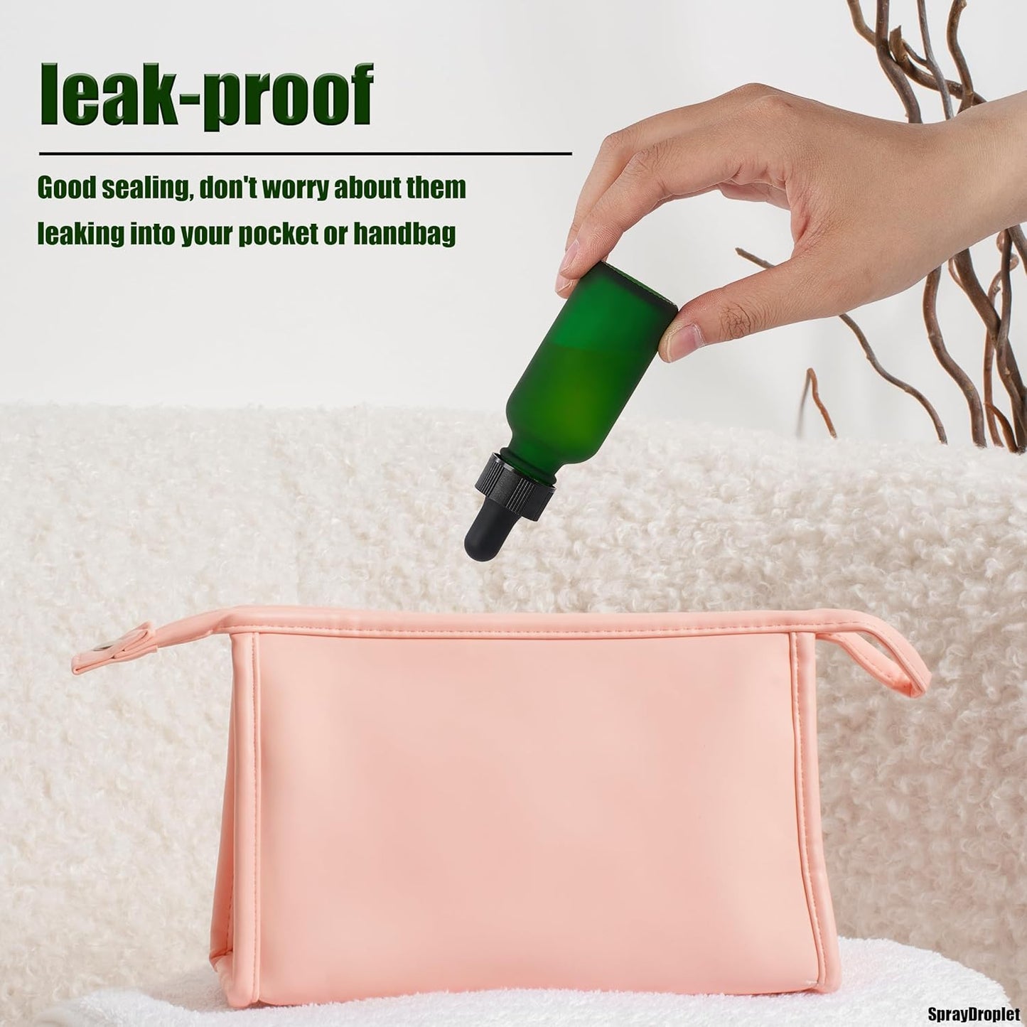 48 Pcs, 2oz Glass Dropper Bottle, Leakproof Tincture Bottles with Dropper, Green Reusable Eye Dropper Bottle, Preety Frosted Texture, for All Kinds of Liquids (Green-Frosted, 2oz-48pcs)