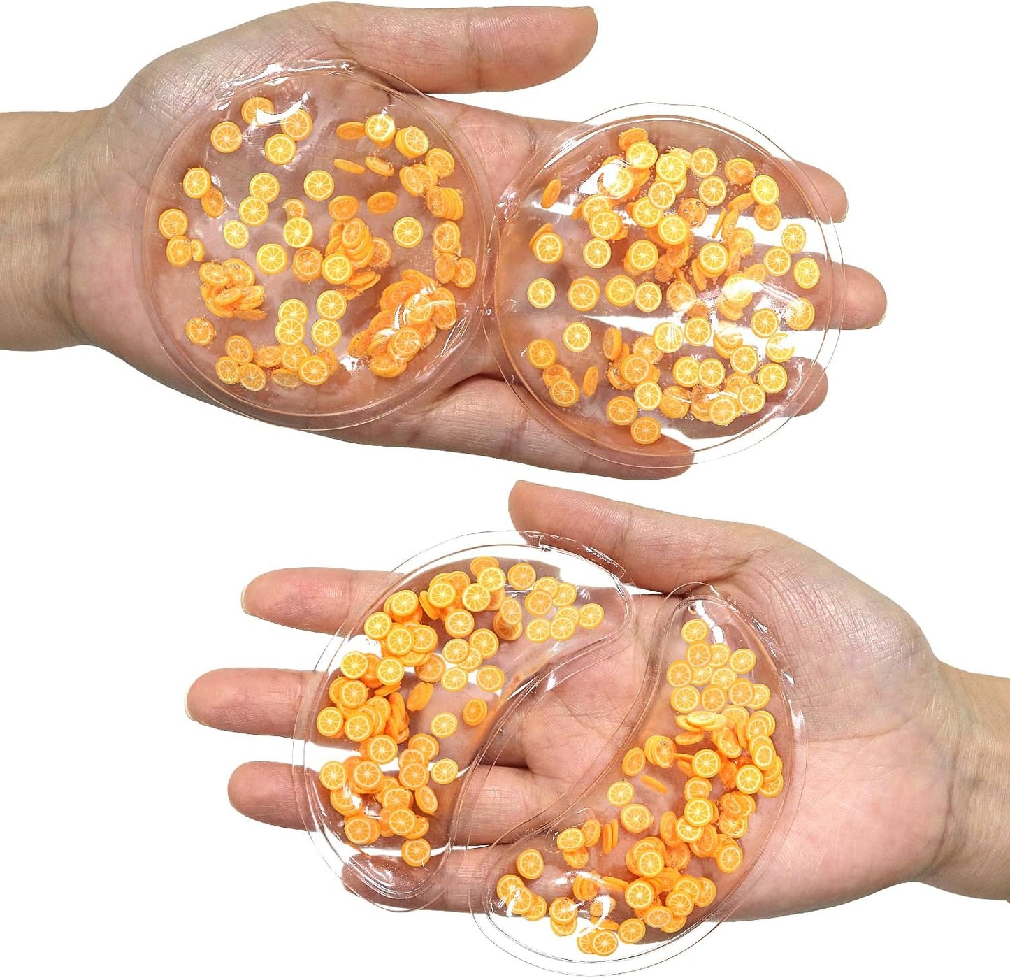 4PCS Gel Eye Ice Pack Set, Cold & Hot Compress, Reusable Cooling Gel Pads for Strain Relief, Relaxation, SPA and Sleep (4 Oranges-2)