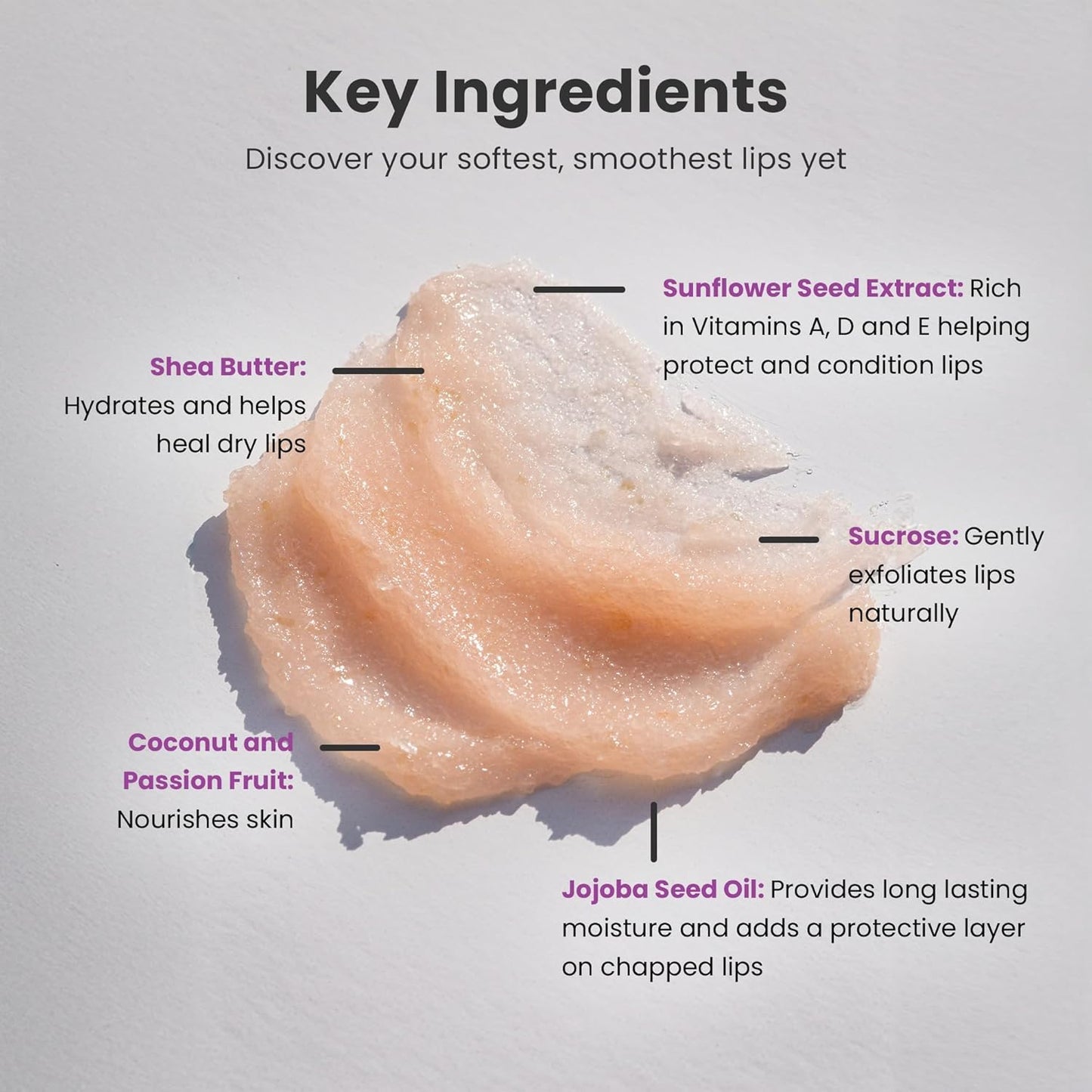 Dermasuri - Lip Exfoliator Scrub & Moisturizer - Sugar Scrubs for Soft Smooth Lips, Overnight Hydration, Brighten Dark Lips - Stocking Stuffer Gifts for Women - Coconut Passion Fruit Flavor- 20g/0.7oz