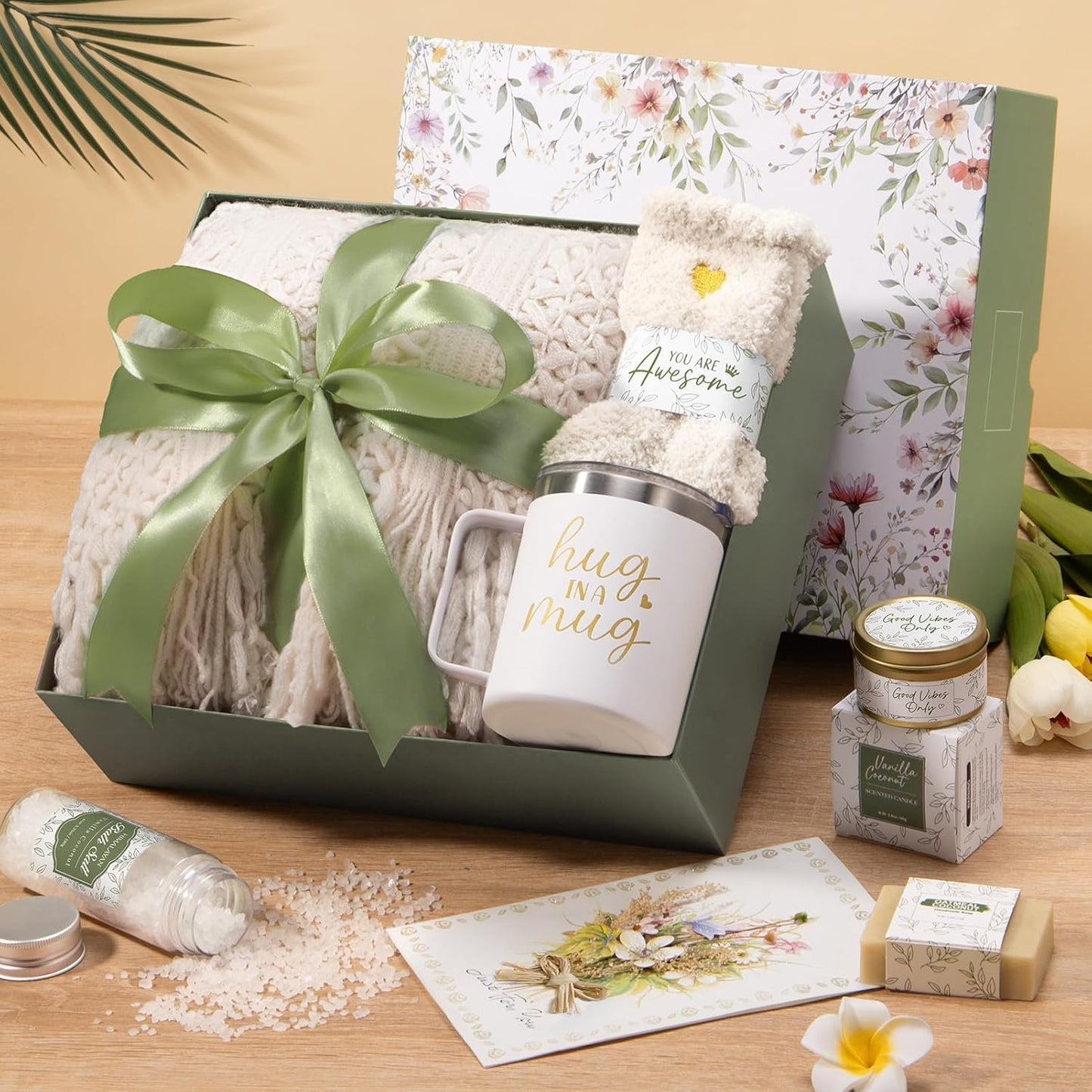 Self Care Gifts for Women Get Well Soon Gifts, Birthday Gifts for Women Care Package, Sympathy Gift Baskets Spa Gifts Set, Thinking of You Christmas Inspirational Gifts for Mom Her Friend Sister Wife