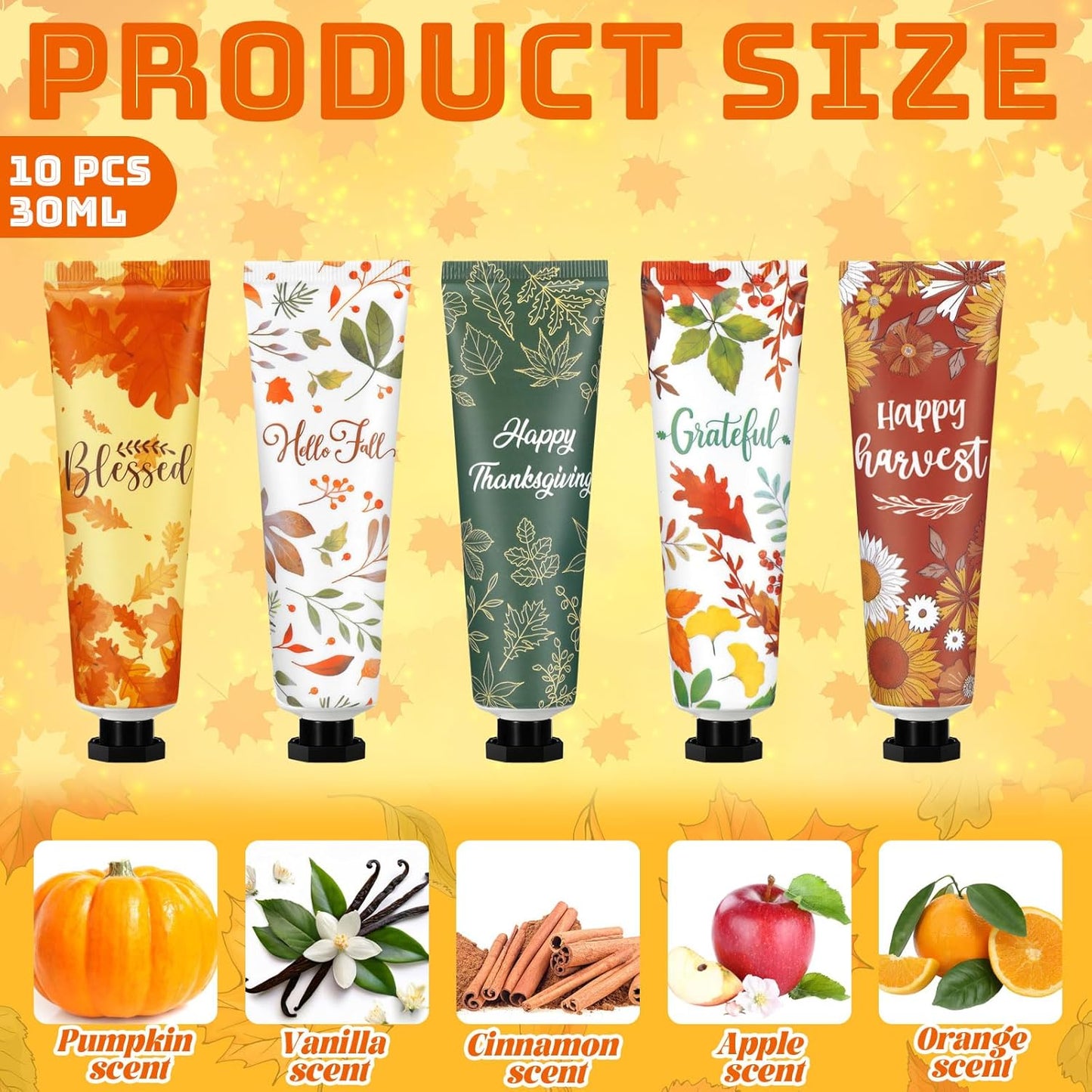 10 Pcs Thanksgiving Fall Hand Lotion Gifts Bulk for Women Maple Leaves Hand Cream 30ml Natural Botanical Fragrance Mini Lotion for Chapped Hands Travel Thanksgiving Autumn Party Supplies