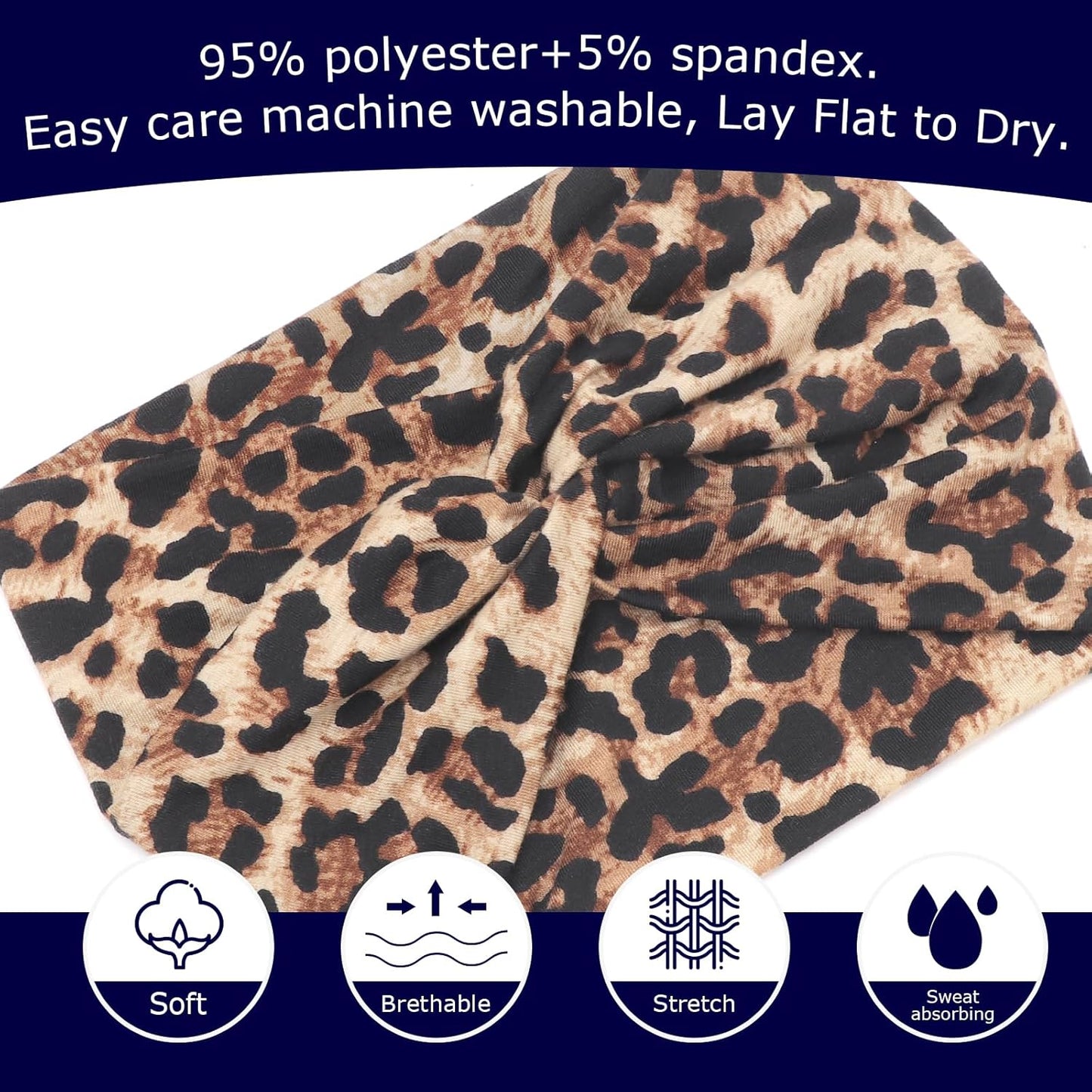 DRESHOW 4 Pack Turban Headbands for Women Wide Vintage Head Wraps Knotted Cute Hair Band Accessories