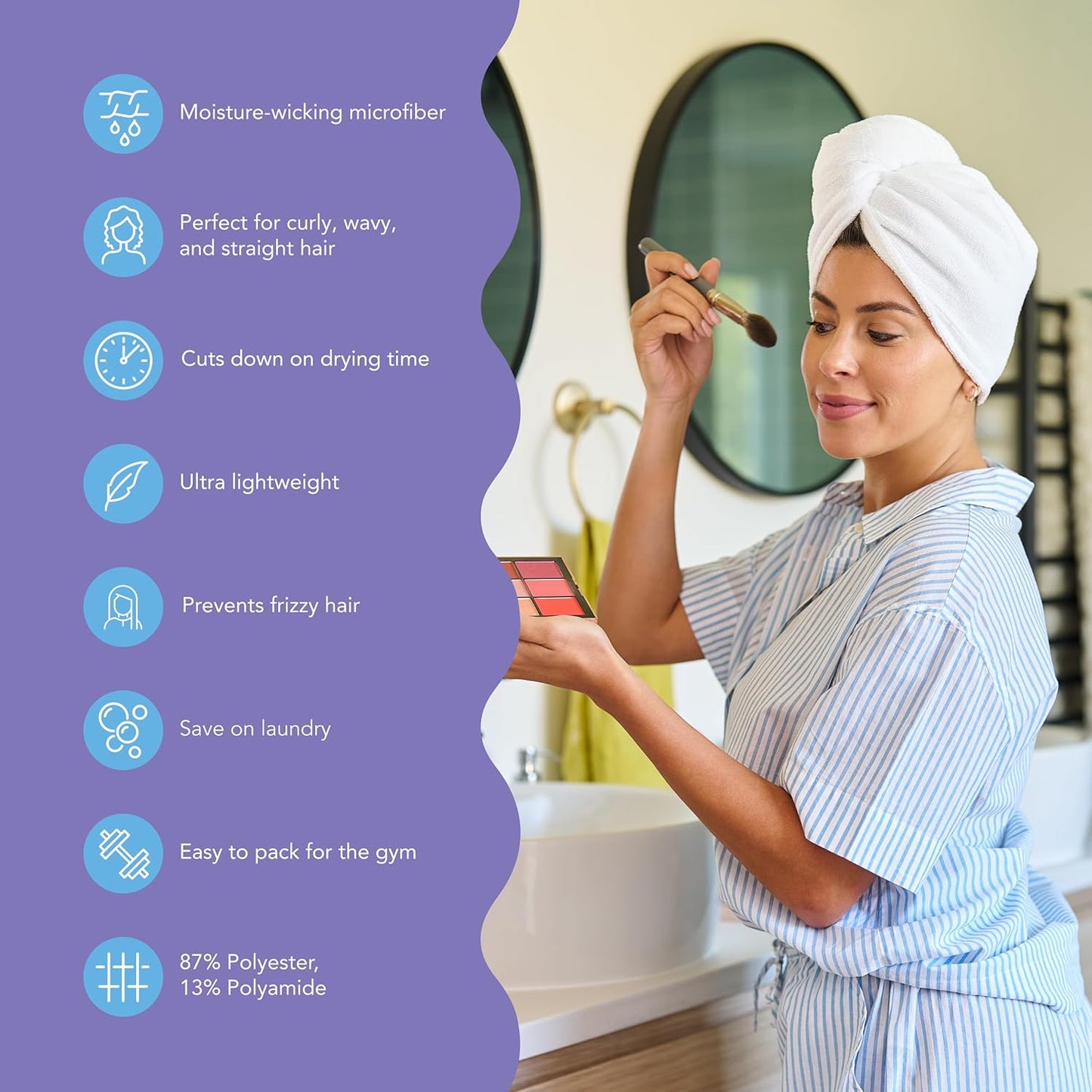 Turbie Twist 2-Pack Microfiber Hair Towel for Beauty, Travel, Gifting - Hair Wrap Turban for Straight, Wavy & Curly Hair - Premium Personal Care - Green & Red