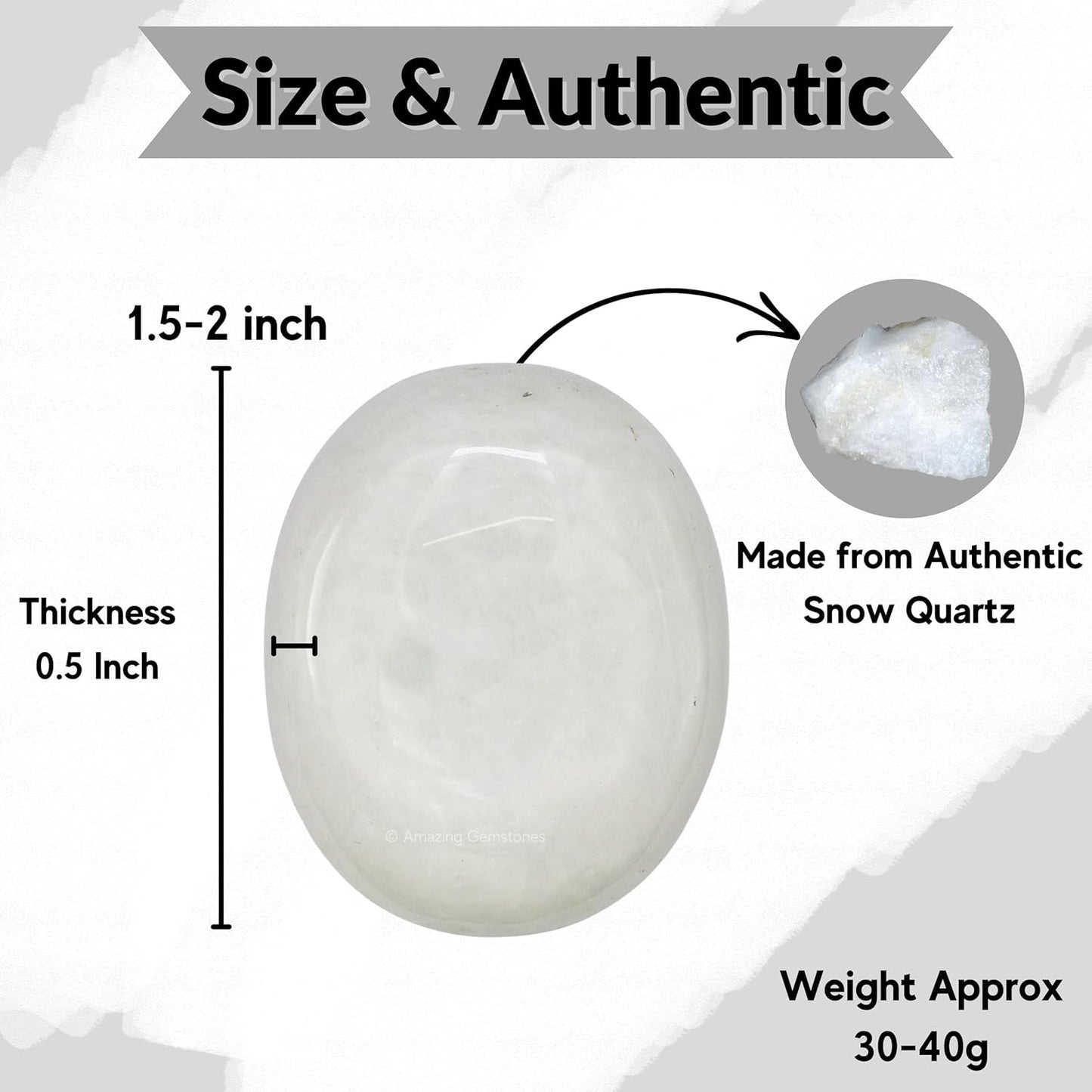Amazing Gemstone Snow Quartz Crystals and Healing Stones - Large Palm Stone Crystals Piedra - Crystal for Good Luck, Balanced Positive Energy, Meditation - Unique Stocking Stuffers, Gifts for Women