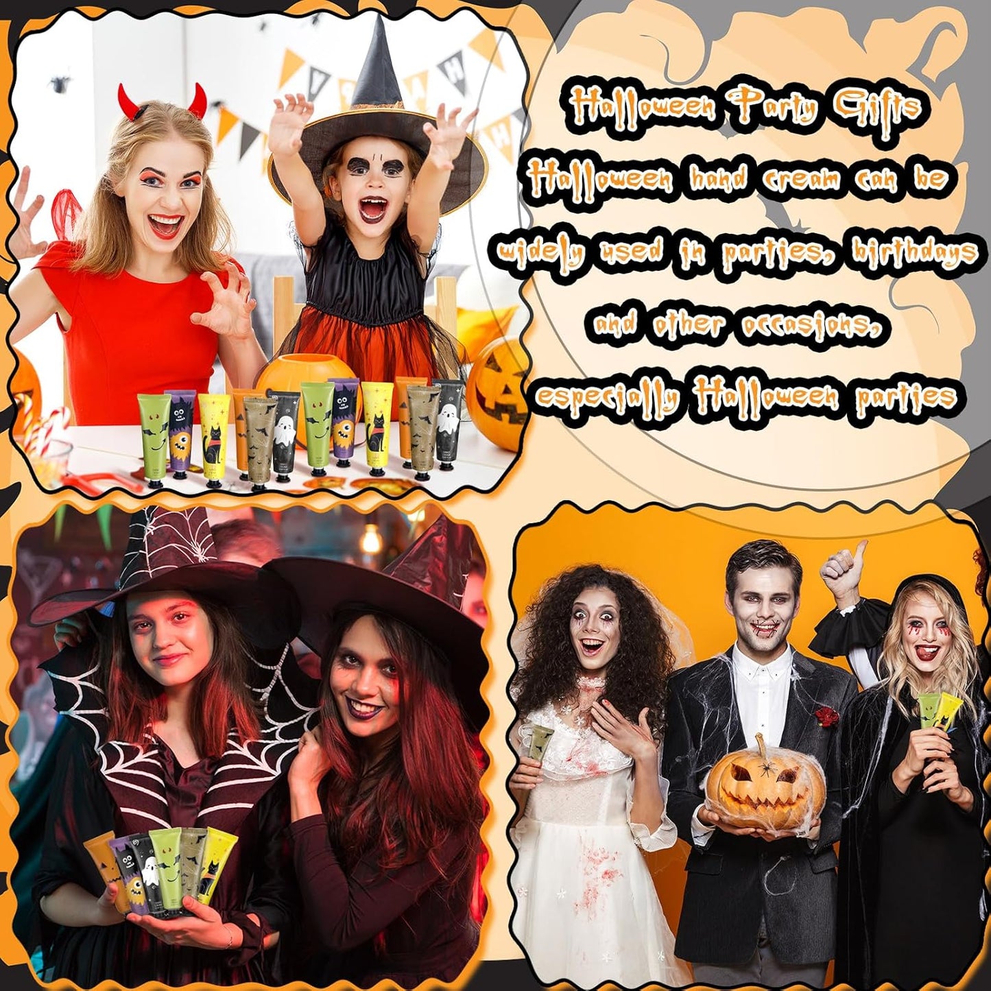 48 Pack Halloween Hand Cream Gift Sets for Women Ghost Mini Hand Lotion Bulk Travel Size Moisturizing Cream Halloween Party Favors Gifts for Stocking Stuffers 6 Natural Plant Fragrances