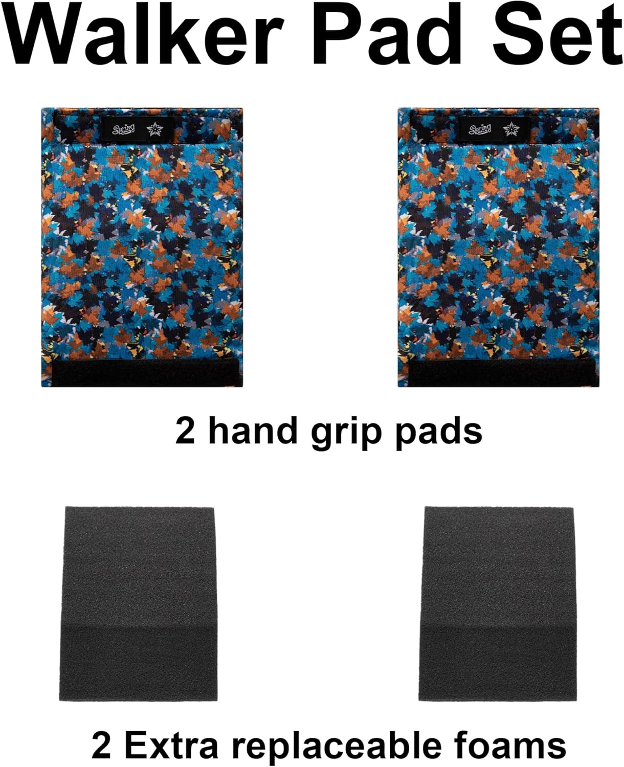 SPRING SEAON Universal Walker Hand Grip Padded Covers Non-Slip Cushion Foam for Folding Wheelchair Rollator Crutch Handle Pads 2-Pack