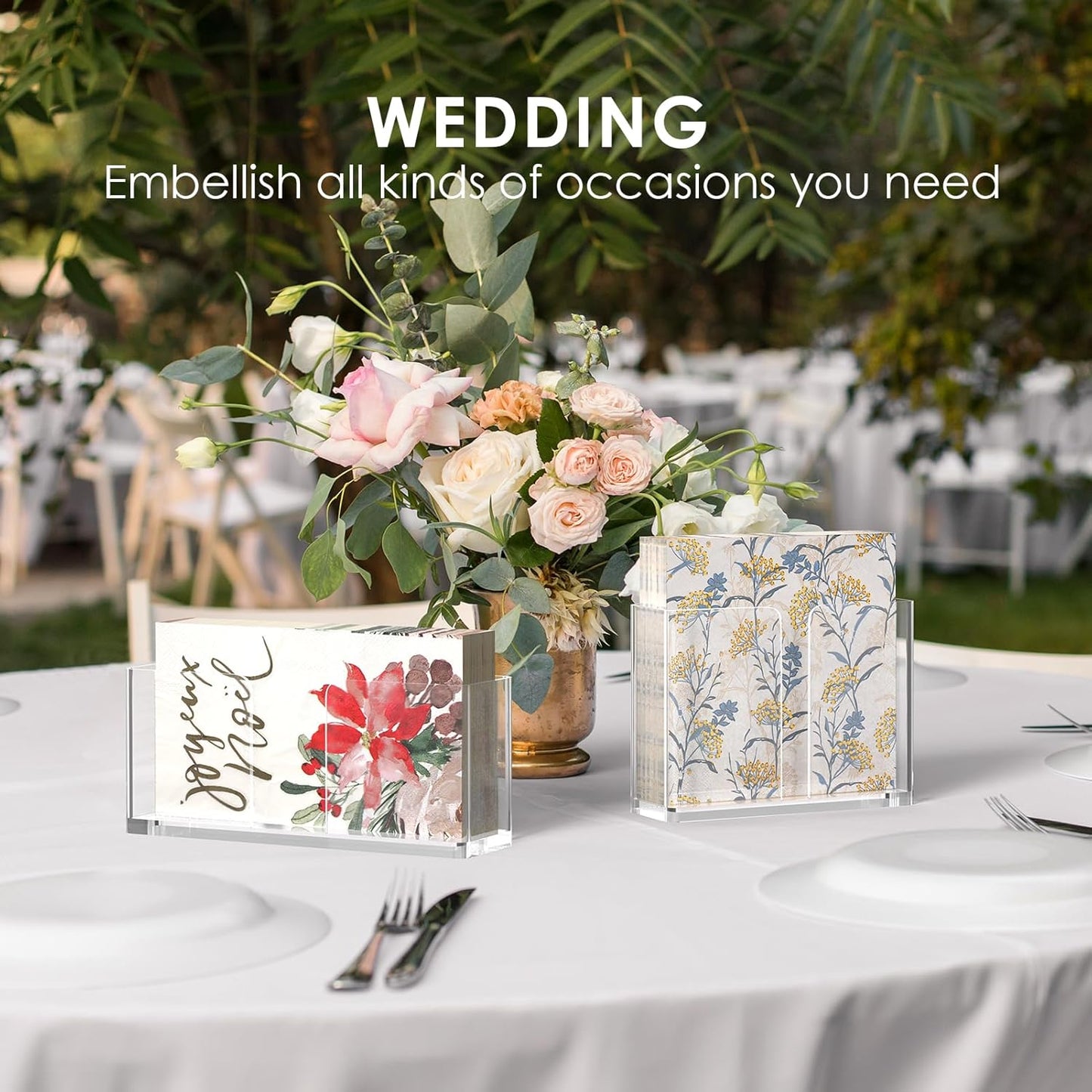 Napkin Holder, Clear Acrylic Napkin Dispenser for Disposable Hand Towels, Bathroom Vanity Organizer Tray Guest Paper Towels Holder Lucite Tray for Bathroom, Business, Restaurant, Hotel