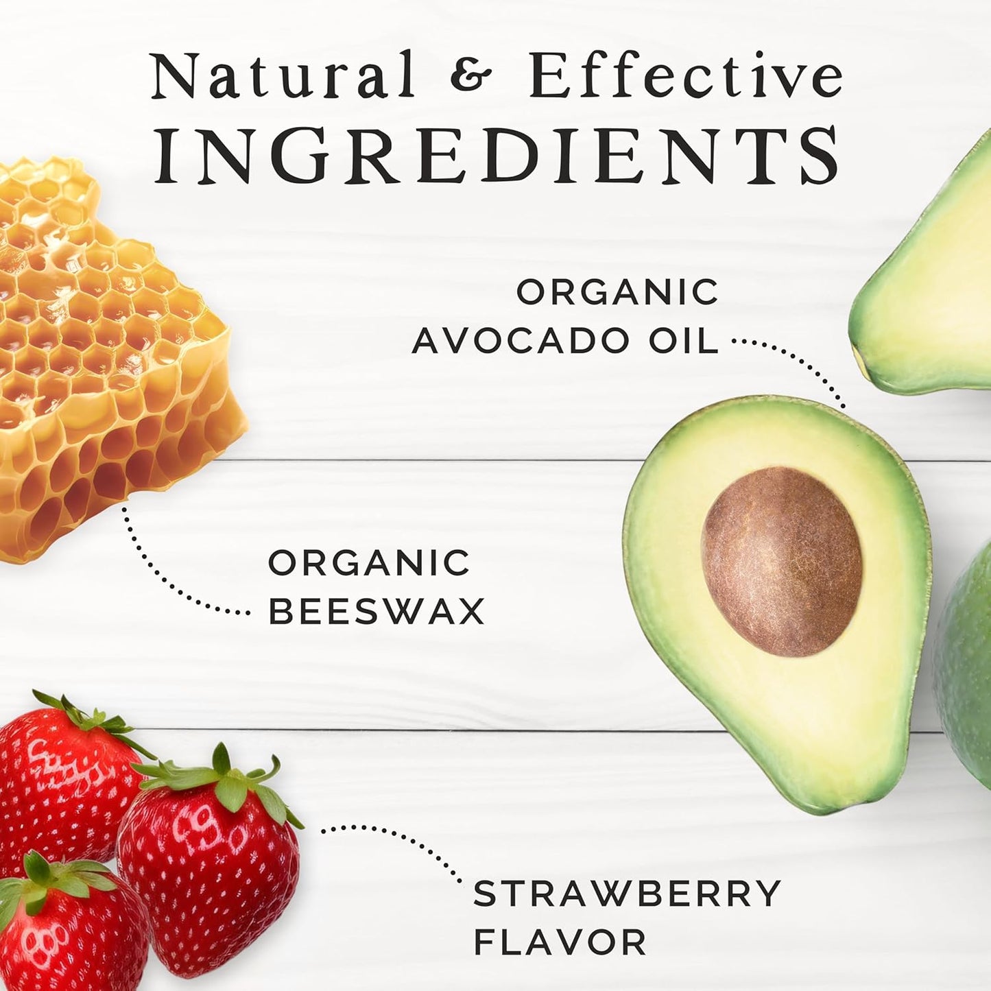 Natural Lip Balm - Organic & Natural Ingredients - Beeswax Based Moisturizing Lip Care Chapstick for Chapped Lips - Great Gift Idea - Farm & Bee - 0.15oz (Pack of 4 - Strawberry)