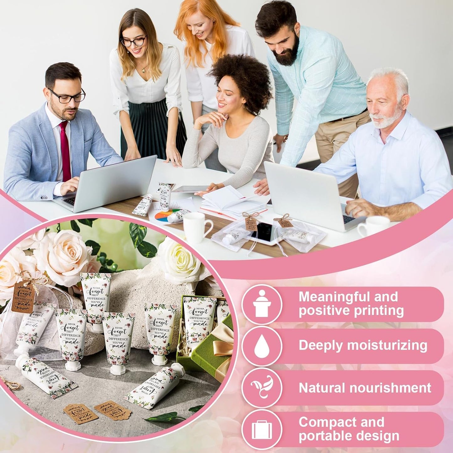 48 Sets Hand Mini Lotion Bulk Employee Appreciation Gifts Travel Size Hand Cream Bulk Inspirational Thank You Team Gifts for Birthday Christmas Teachers Coworkers Office Staff(Elegant)