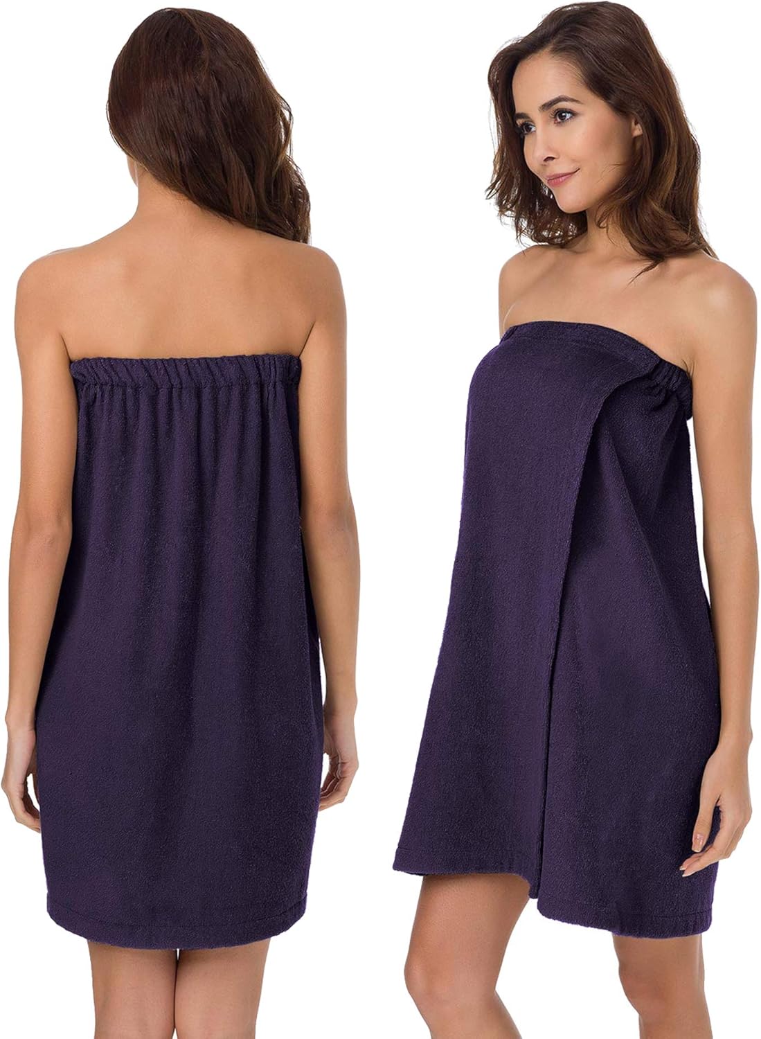 SIORO Women Bath Towel Wrap Robe, Soft Cotton Terry Spa Cloth, Plush Adjustable Closure for Shower, Travel, Pool, Gym