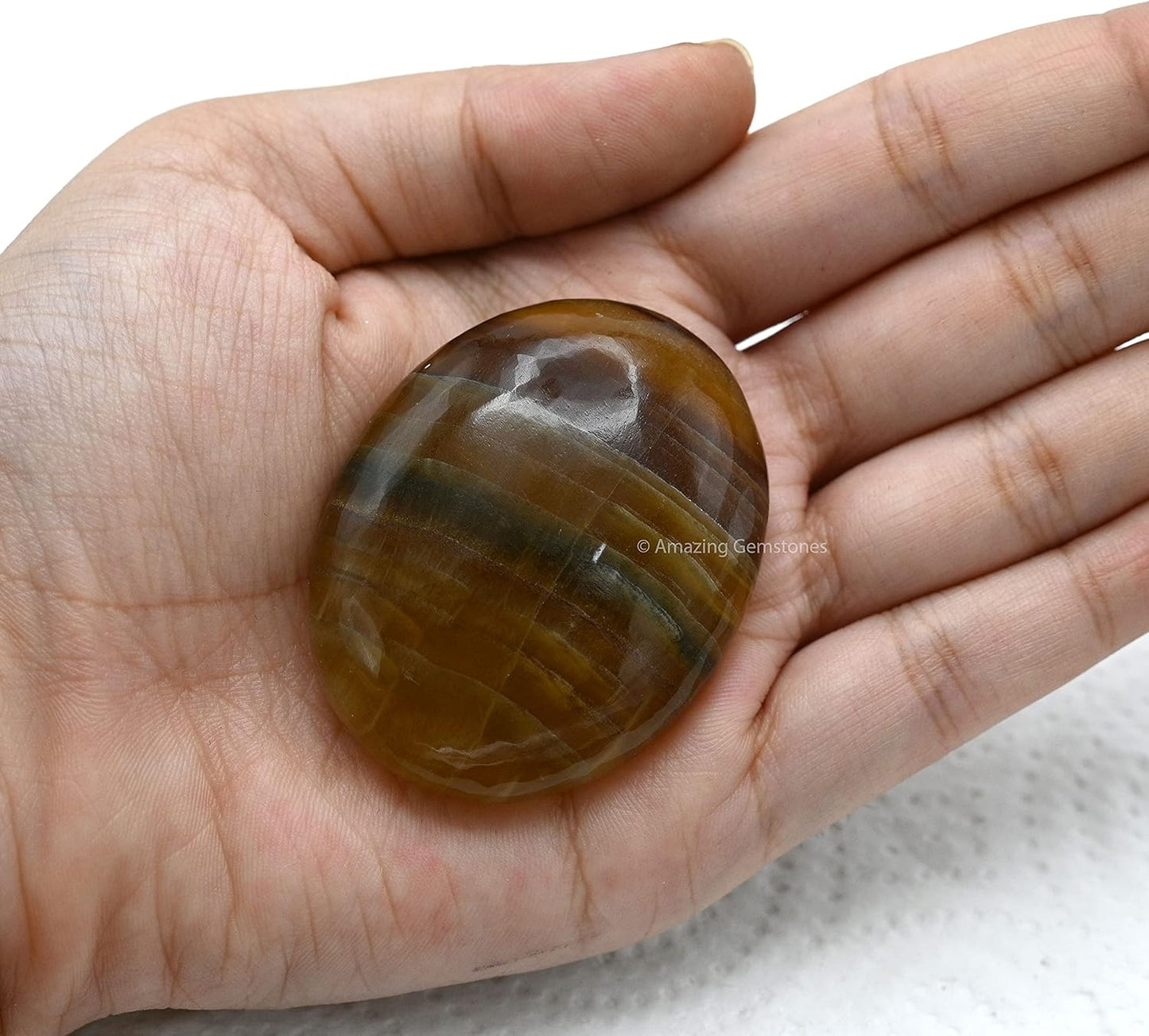 Amazing Gemstone Fluorite Crystals and Healing Stones - Large Palm Stone Crystals Piedra - Crystal for Good Luck, Balanced Positive Energy, Meditation - Unique Stocking Stuffers, Gifts for Women, Men