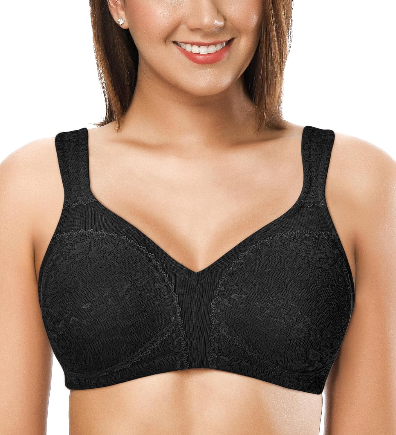 ZeroBound Women's Minimizer Bras Comfort Cushion Strap Wirefree Full Coverage Large Bust Non-Padded Bra