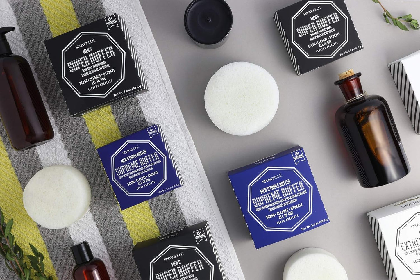 Spongellé Men's Triple Butter Supreme Body Wash Infused Buffer, Cedar Absolute