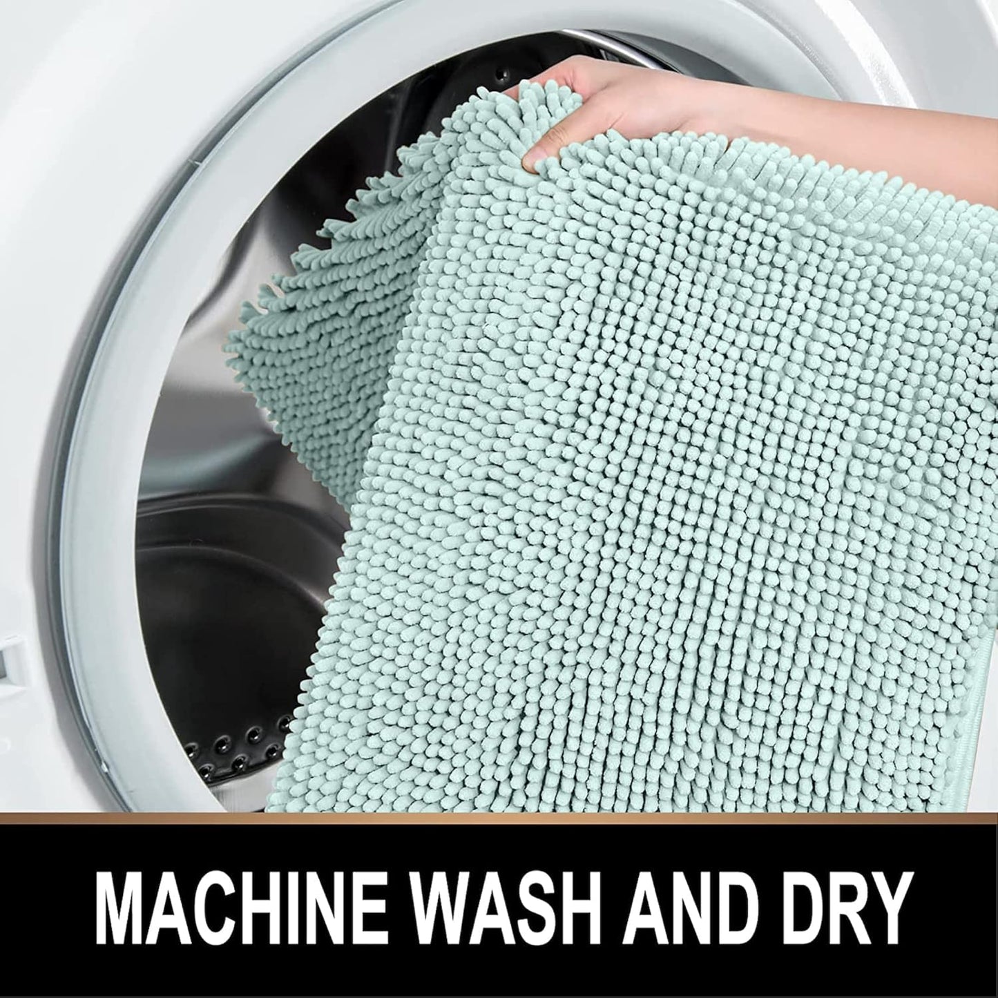 MAYSHINE Round Area Rug Set for Bathroom | Soft Plush Chenille Bath Mat, Water Absorbent Non-Slip Bathroom Rug | Washable Shag Carpet for Shower, Bedroom, or Home Décor | 36"x36" (Round) | Spa Blue