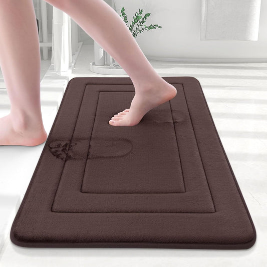 Arotive Memory Foam Bathroom Rug Mat 24x16, Ultra Soft and Absorbent Bath Mat, Machine Wash Dry, Comfortable Bath Rug Carpet for Bathroom Floor, Tub and Shower, Brown