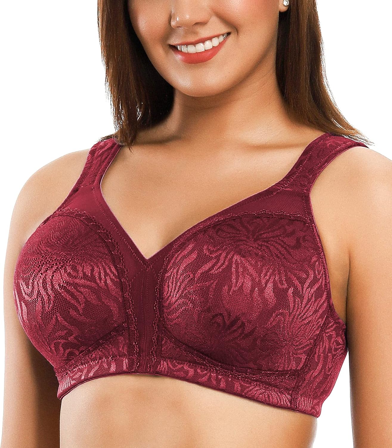 ZeroBound Women's Minimizer Bras Comfort Cushion Strap Wirefree Full Coverage Large Bust Non-Padded Bra