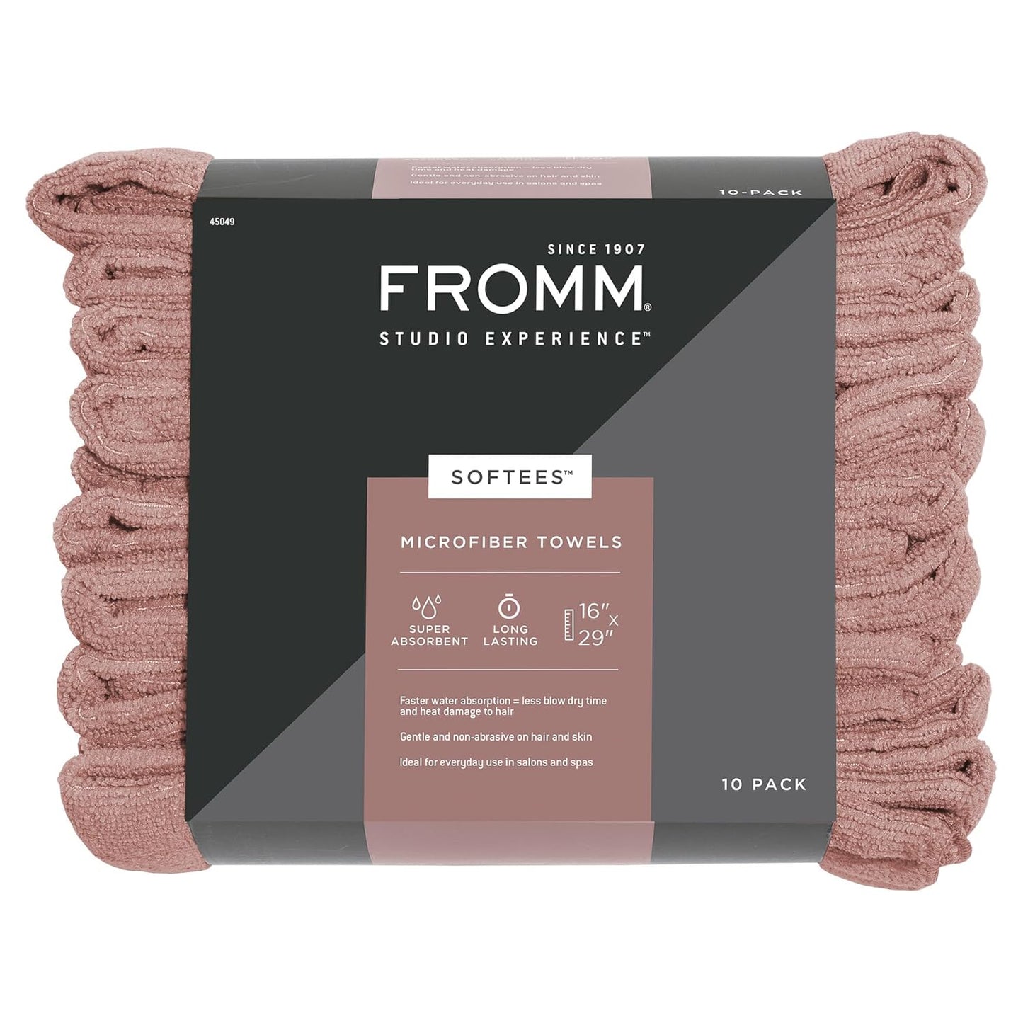 Fromm Softees Microfiber Towels for Hair Salon, Barber, Spa, Gym, Hair Wrap for Drying Curly, Long, Wavy Hair, Terracotta, 16 x 29 Inches, 10 Pack