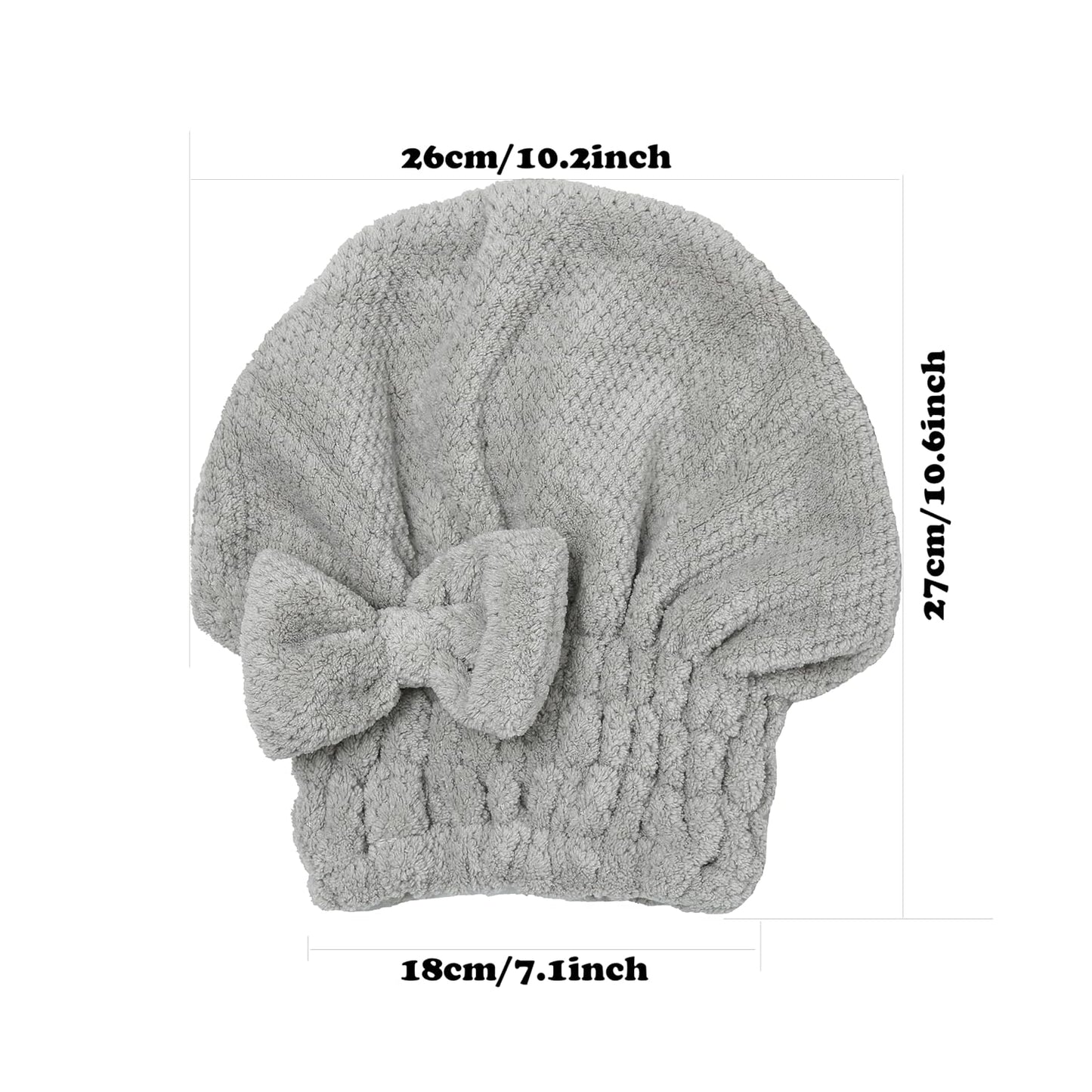 Microfiber Hair Towel, Hair Towel Cap,Absorbent Hair Turban Towel,Hair Drying Towel to Dry Curly or Straight Short Hair Quickly(Pink&Gray)