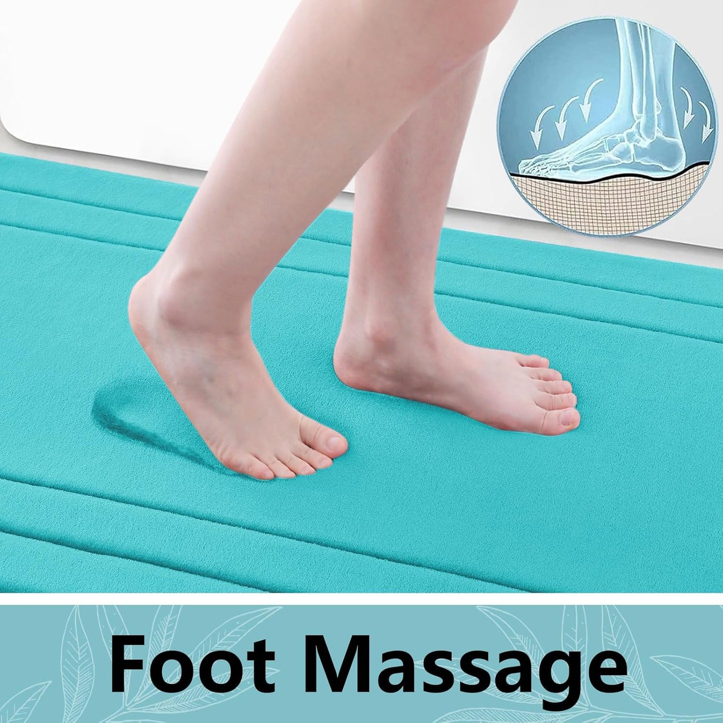 Arotive Memory Foam Bathroom Rug Mat 54x24, Ultra Soft and Absorbent Bath Mat, Machine Wash Dry, Comfortable Bath Rug Carpet for Bathroom Floor, Tub and Shower, Teal