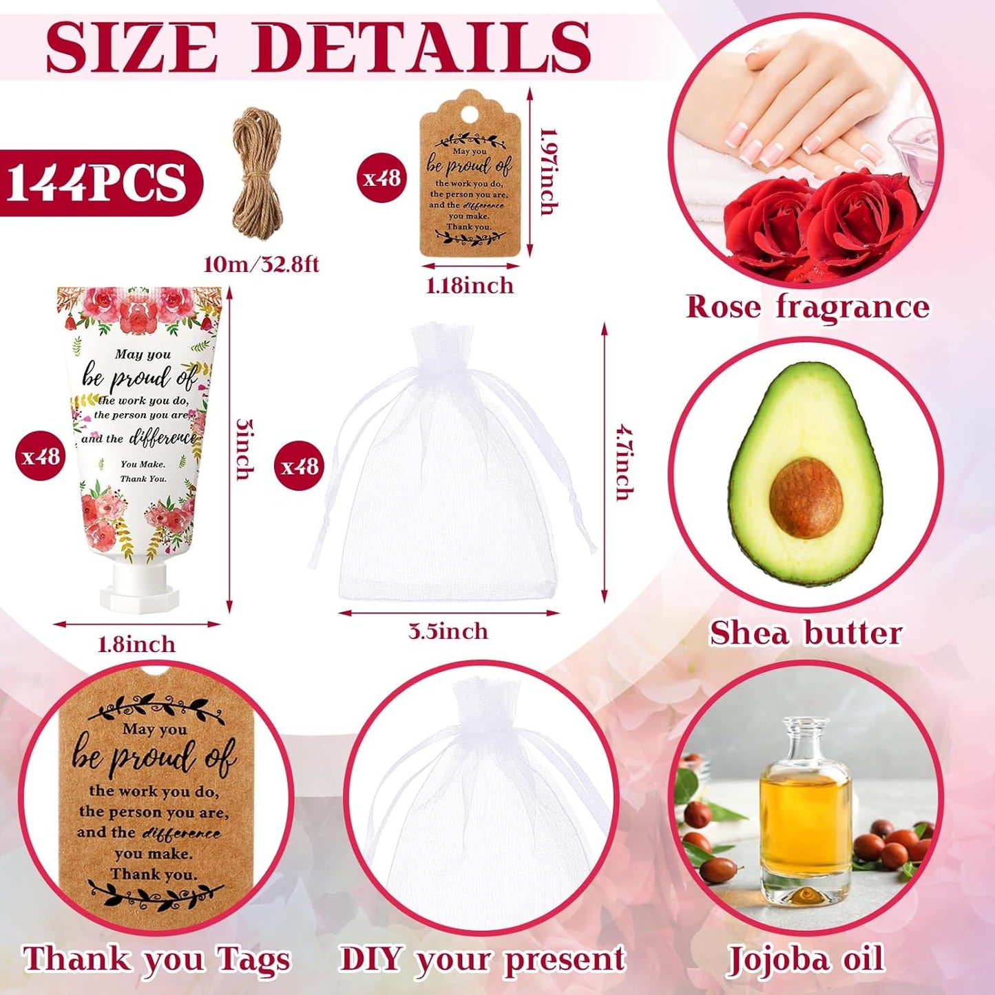 48 Sets Hand Mini Lotion Bulk Employee Appreciation Gifts Travel Size Hand Cream Bulk Inspirational Thank You Team Gifts for Birthday Christmas Teachers Coworkers Office Staff(Floral)