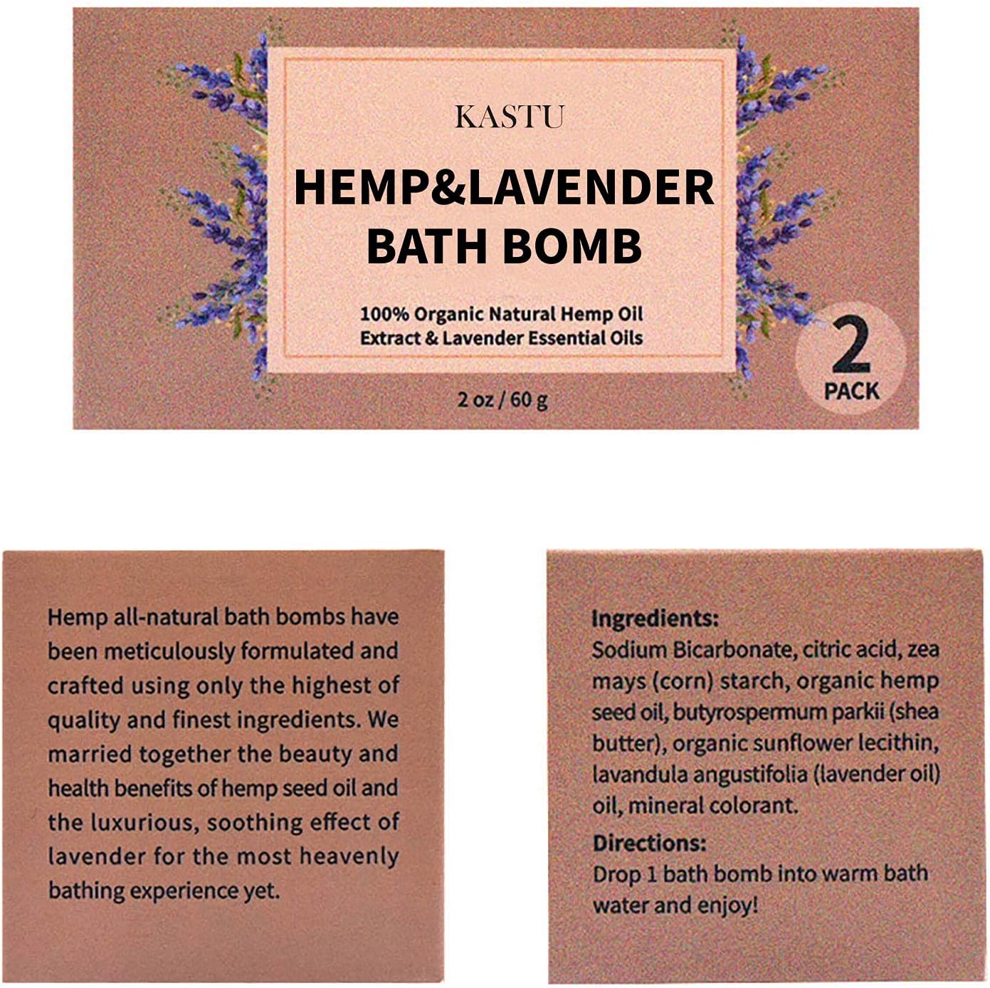 Bath Bombs,2 Pack Fizzy Spa Gift Natural Hemp Oil Extract and Lavender Essential Oils Bath for Moisturizing Dry Skin,Relaxing,Bubble Bath for Gifts Idea for Men Women