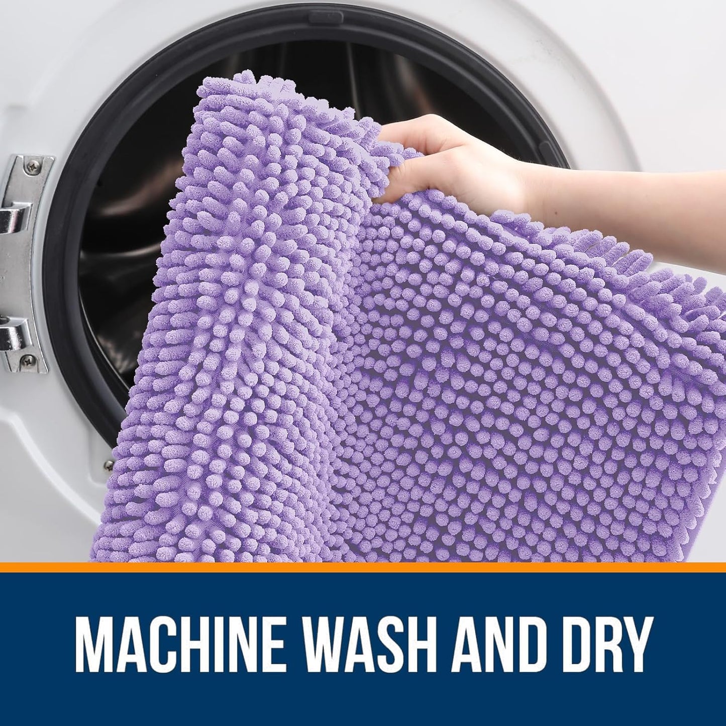 OLANLY Bathroom Rugs 44x24, Extra Soft Absorbent Chenille Bath Rugs, Rubber Backing Quick Dry, Machine Washable Bath Mats for Bathroom Floor, Tub and Shower, Home Decor Accessories, Lavender