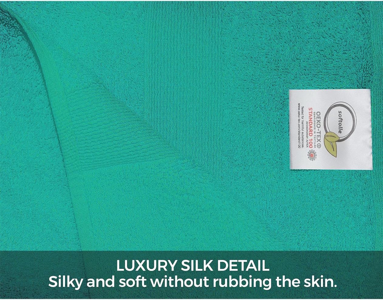 Softolle Luxury 8 Piece Towel Set, 2 Bath Towels 2 Hand Towels 4 Washcloths, Towels for Bathroom, Home, Spa & Gym - Highly Absorbent (Turquoise)