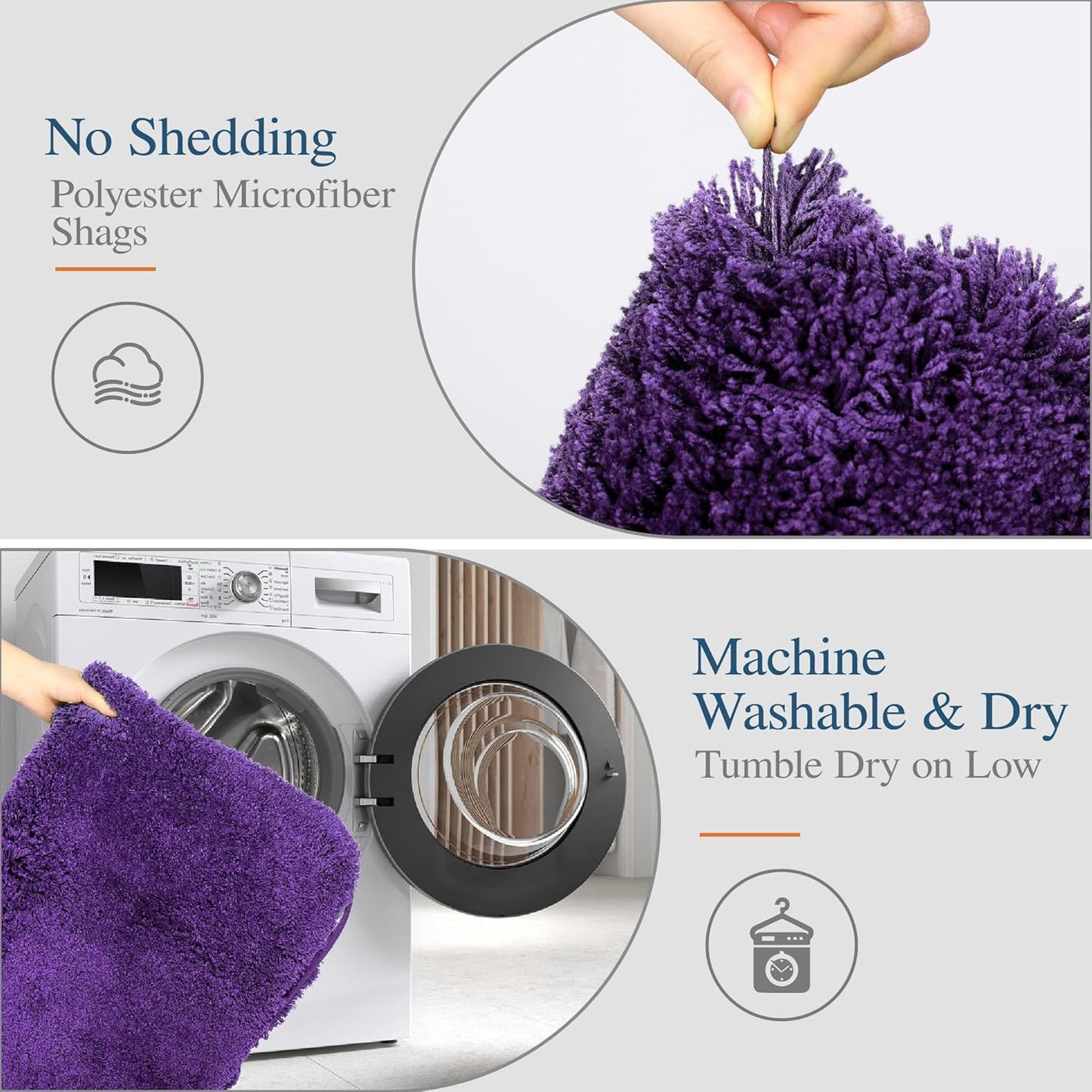 Walensee Large Bathroom Rug (24 x 60, Dark Purple) Extra Soft and Absorbent Shaggy Bath Mat Machine Washable Microfiber Non Slip Luxury Floor Mat