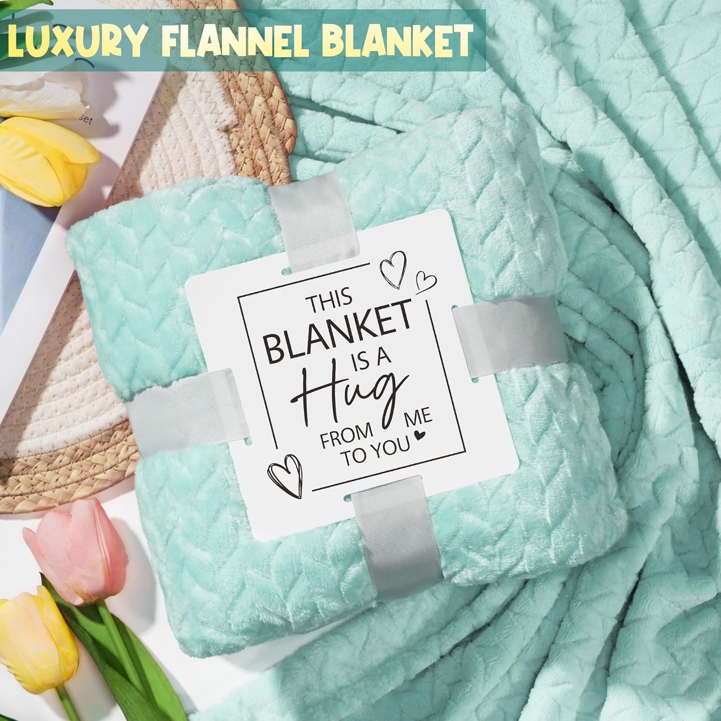 Birthday Gifts for Women Self Care Gifts Get Well Soon Gifts, Ocean Relaxing Spa Gifts Basket Care Package w/ Luxury Flannel Blanket, Unique Christmas Gifts Idea for Mom Her Friends Sister Wife