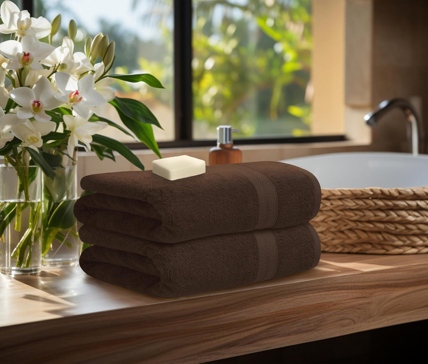Avalon Towels Brown Bath Towels Set of 4 pcs (27x54 inches), 100% Cotton Towel Absorbent and Quick Dry Brown Towels for Bathroom, Super Soft and Perfect for Daily Use
