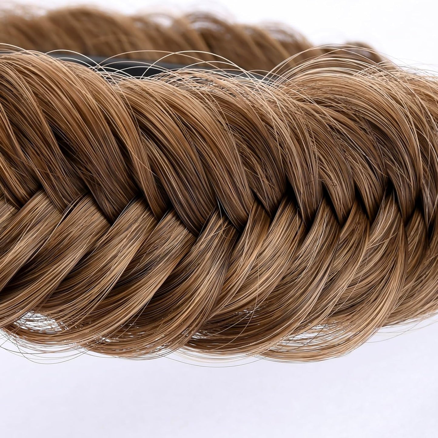 DIGUAN Headband Synthetic Hair Plaited Headband Braid With Teeth Hair Band Accessories for Women Girl Width 1.5 Inch (W-Claybank)