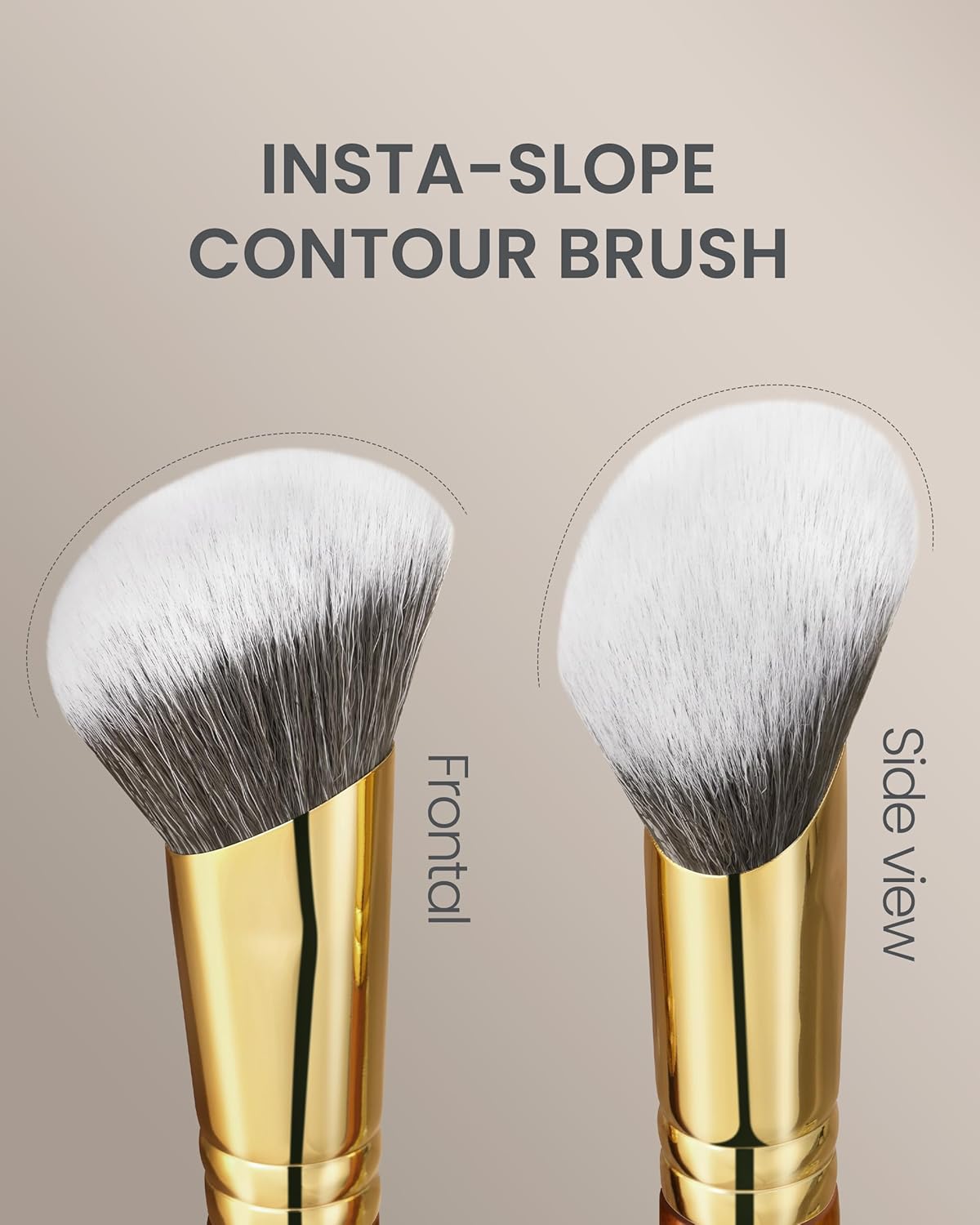 Desert Oak Series SlopeBlur Stipple Brush - Angled Nylon Bristles for Seamless Cream/Liquid/Powder Blending, Contour & Blush Application, Bubinga Handle (CM 192)