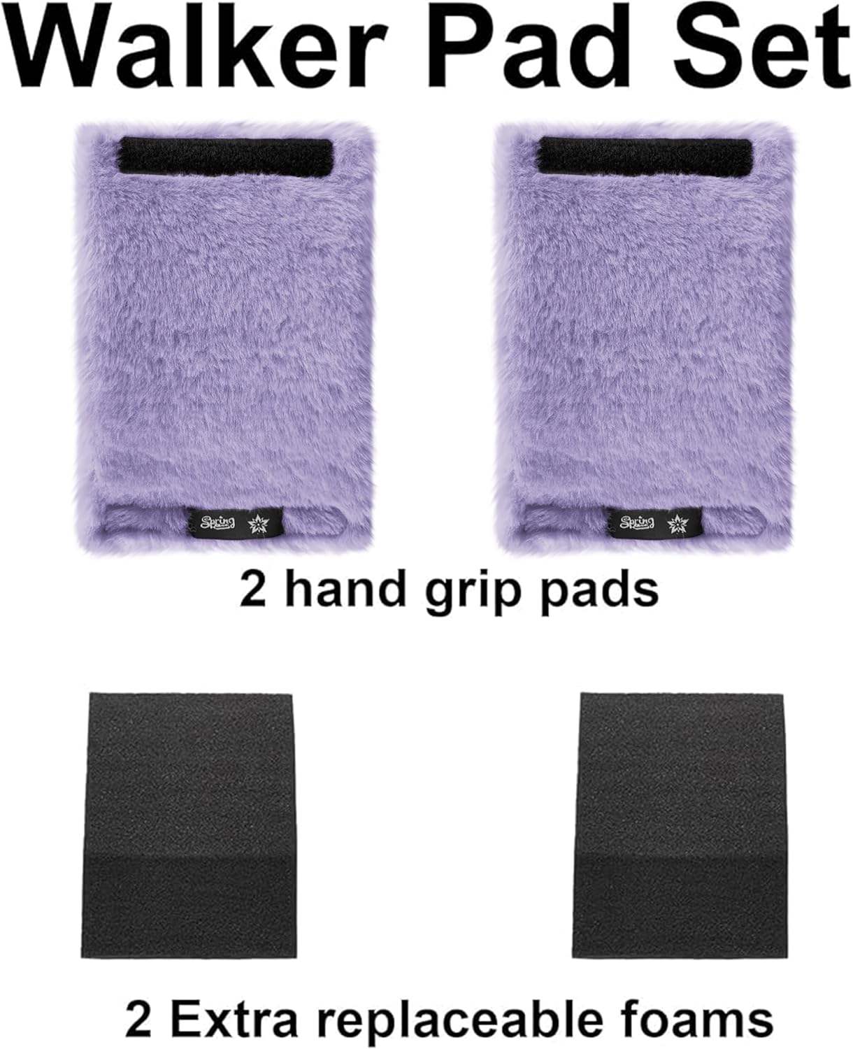 SPRING SEAON Walker Hand Pads Fluffy Walker Handle Cushions Non-Slip Universal Walker Grips Padded Hand Covers Soft Pads for Walkers for Seniors Walker Pads for Handles Folding Rolling Wheelchair, Rollator Handle, Elderly Grippers 2 Pack