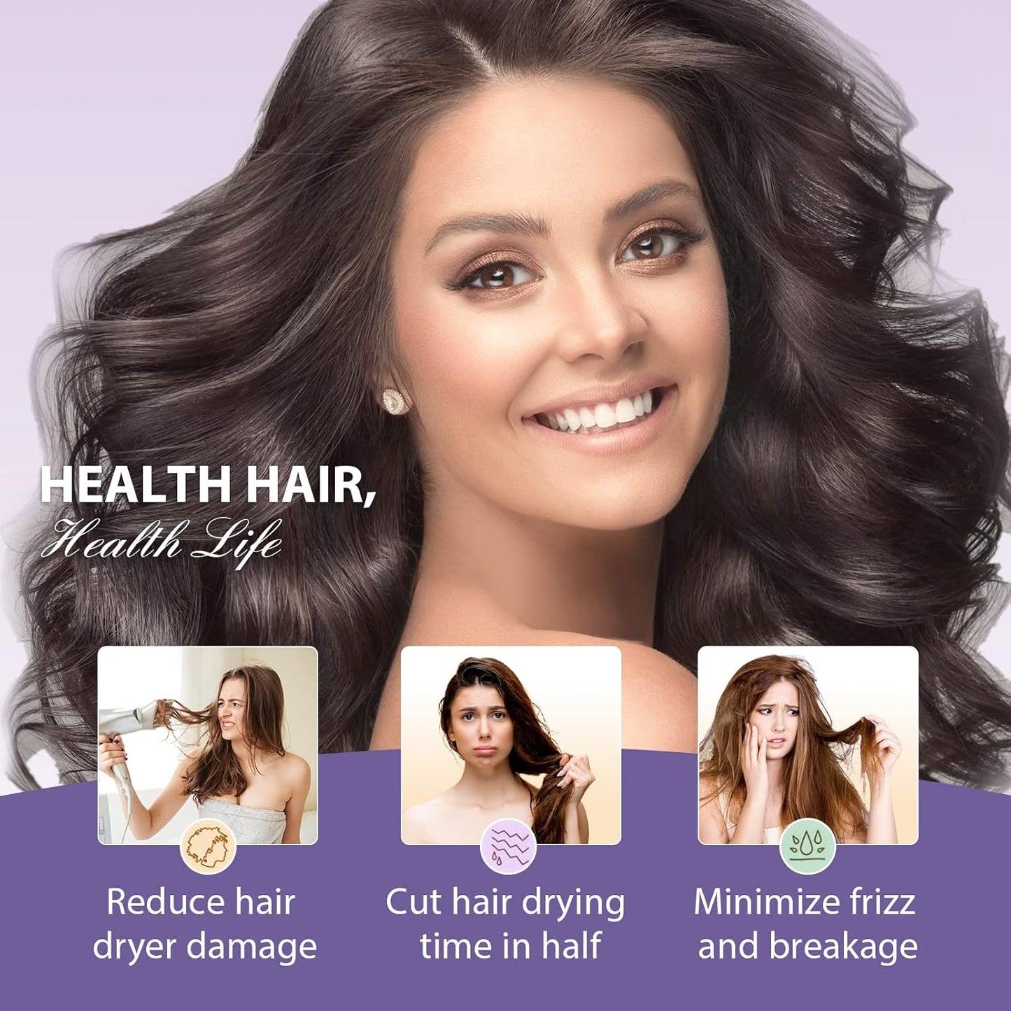 YFONG Larger Microfiber Hair Towel Wrap for Women, Purple, 30" X 10.2"