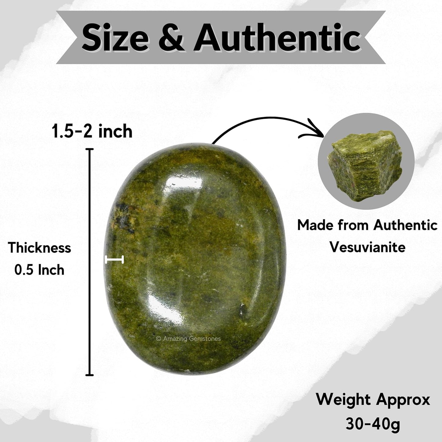 Amazing Gemstone Vesuvianite Crystals and Healing Stones - Large Palm Stone Crystals Piedra - Crystal for Good Luck, Balanced Positive Energy, Meditation - Unique Stocking Stuffers, Gifts for Women