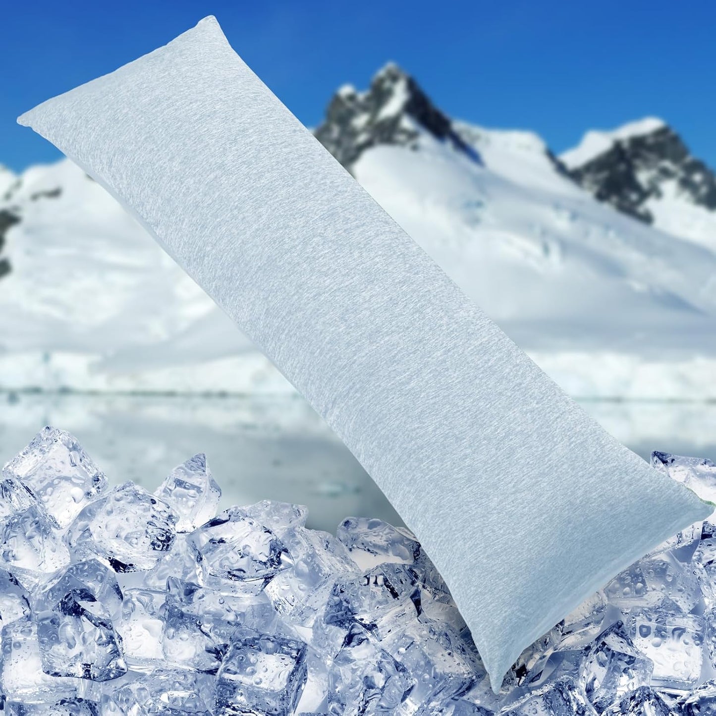 HOMFINE Cooling Pillowcase Body Size - Double Side Q-Max 0.439 Cooling Fiber for Pillow Protector, Breathable Long Cold Pillow Cover for Hot Sleeper Night Sweat, Zipper, 1 Pack (20"x54", Light Blue)