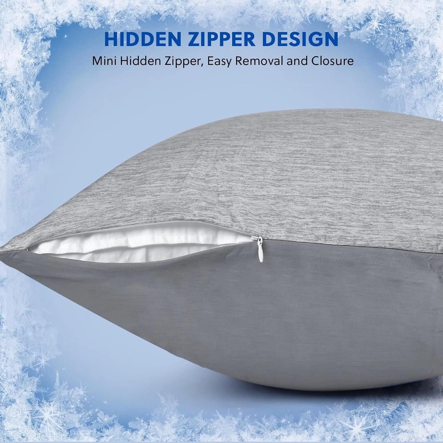 HOMFINE Cooling Pillowcases Queen Size - Double Side Q-Max 0.439 Cooling Fiber for Pillow Protector, Breathable Cold Pillow Cover for Hot Sleeper Night Sweat, Hidden Zipper, 2 Pack (20"x30", Grey)