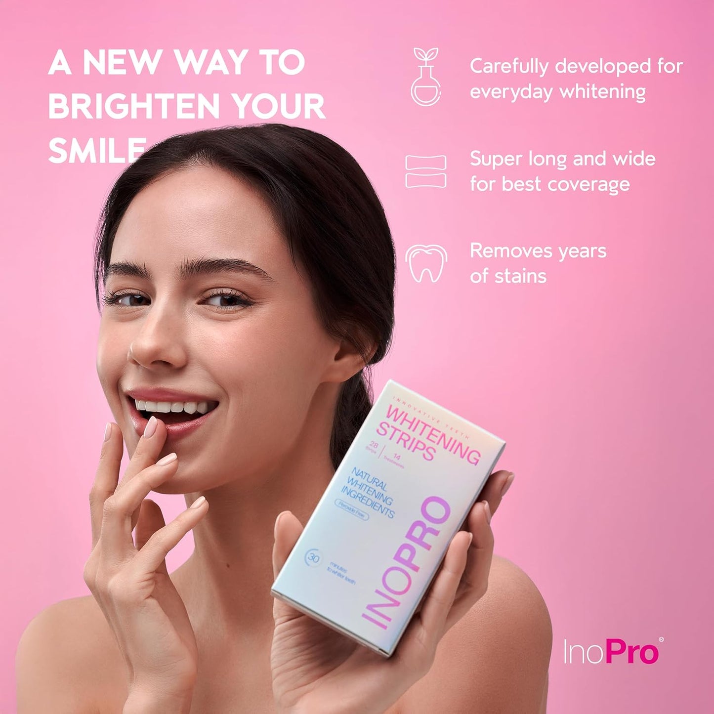 Teeth Whitening Strips 14 Treatments Kit - Teeth Whitener, Peroxide Free, Green White Strips for Teeth Whitening with Arbutin, Coconut Oil, Deep Stains Removal (28 Strips)
