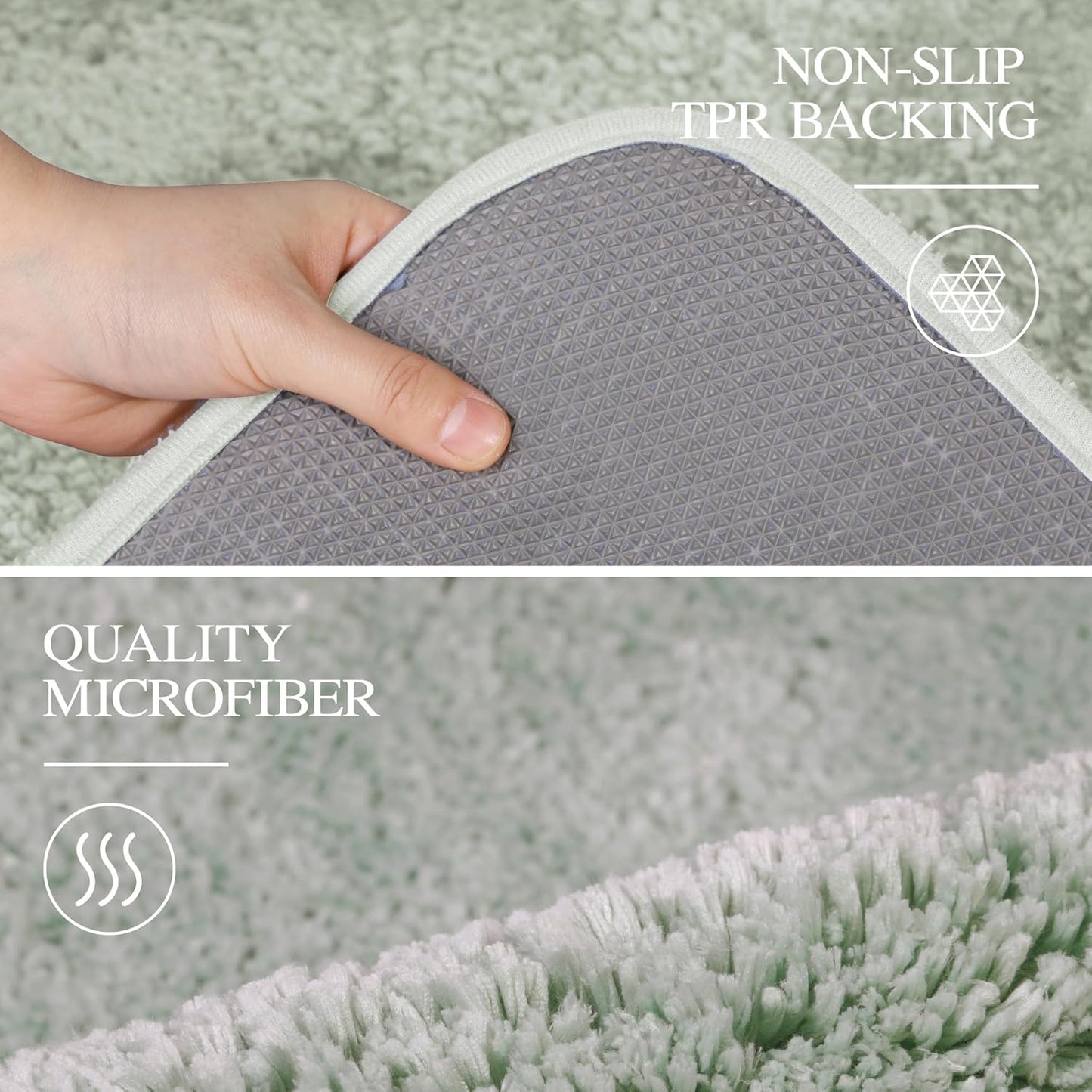 Walensee Bathroom Rug Non Slip Bath Mat (16 x 24, Pale Green) Water Absorbent Soft Shaggy Bathroom Mat Machine Washable Bath Rug Thick Plush Rugs for Shower