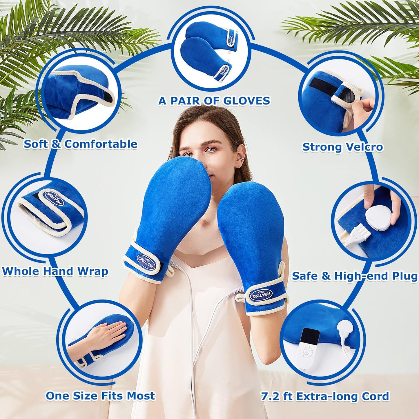 CAMECO Electric Heated Mittens for Hands & Fingers, Heating Pad & Gloves for Carpal Tunnel, Arthritis, Tendonitis Pain Relief, Auto Shut Off Heat Therapy Hands Warmers for Men Women, 86-158℉ (A Pair)