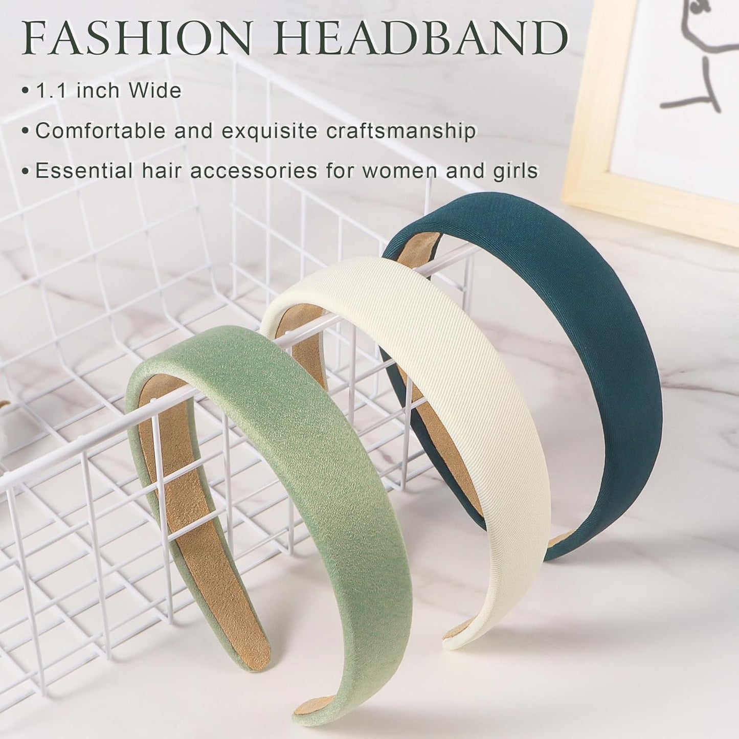 Headbands for Women - 1 Inches Wide Headbands - Solid Color Headband Fashion Hair Accessories- Trendy Women Girls Non Slip Fashion Hair Bands- Thick Elastic Hair Bands for Women's Hair 6PCS