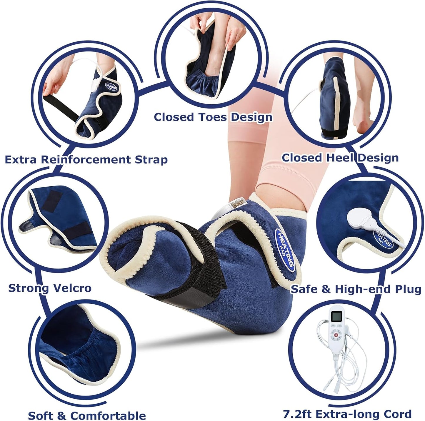 CAMECO 1 Pair Foot Heating Pad for Feet Neuropathy, Heated Foot Warmers for Women Men, Under Desk Plug in Foot Heat Therapy Pad for Feet & Ankles Plantar Fasciitis Pain Relief, 86-158℉ Temperature