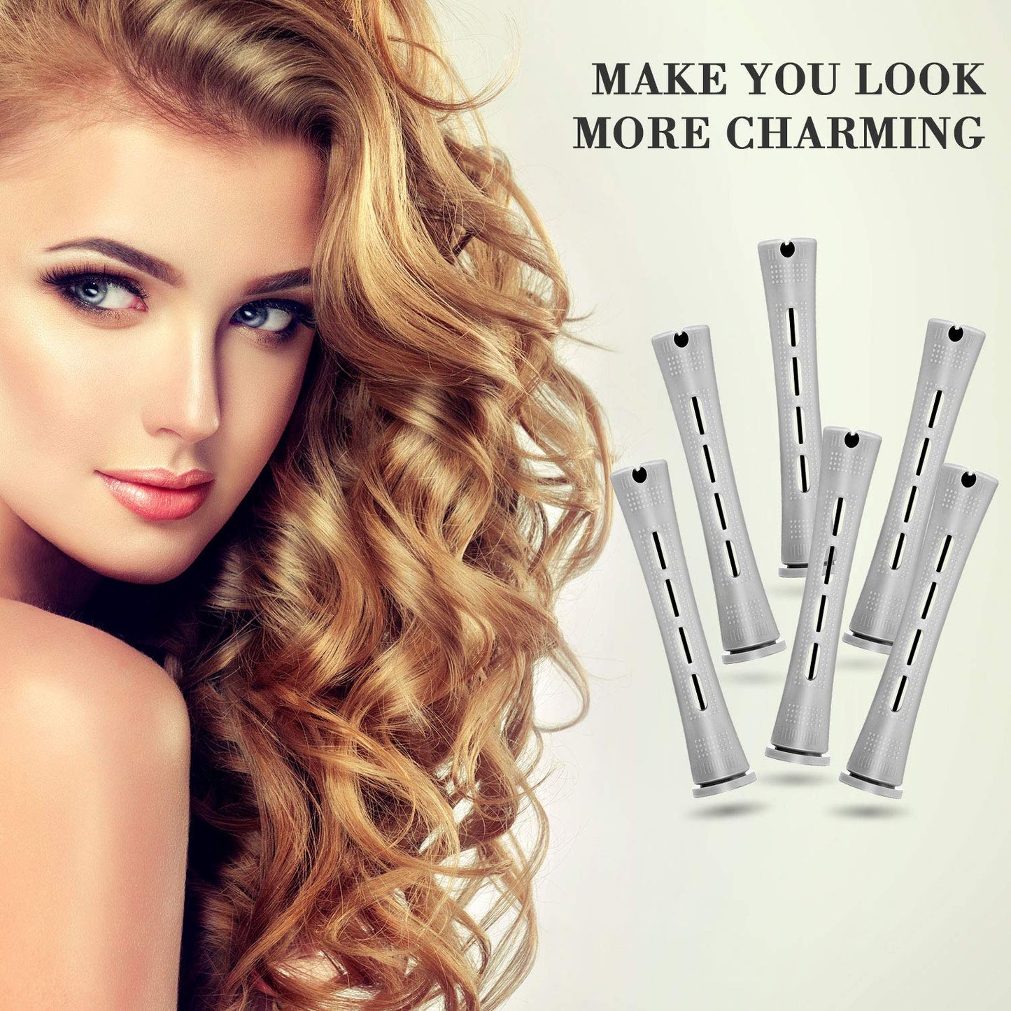 WILLBOND 36 Pieces Cold Wave Rod Hair Perm Rods Hair Rollers Perming Curlers with Steel Rat Tail Comb for Hairdressing Styling