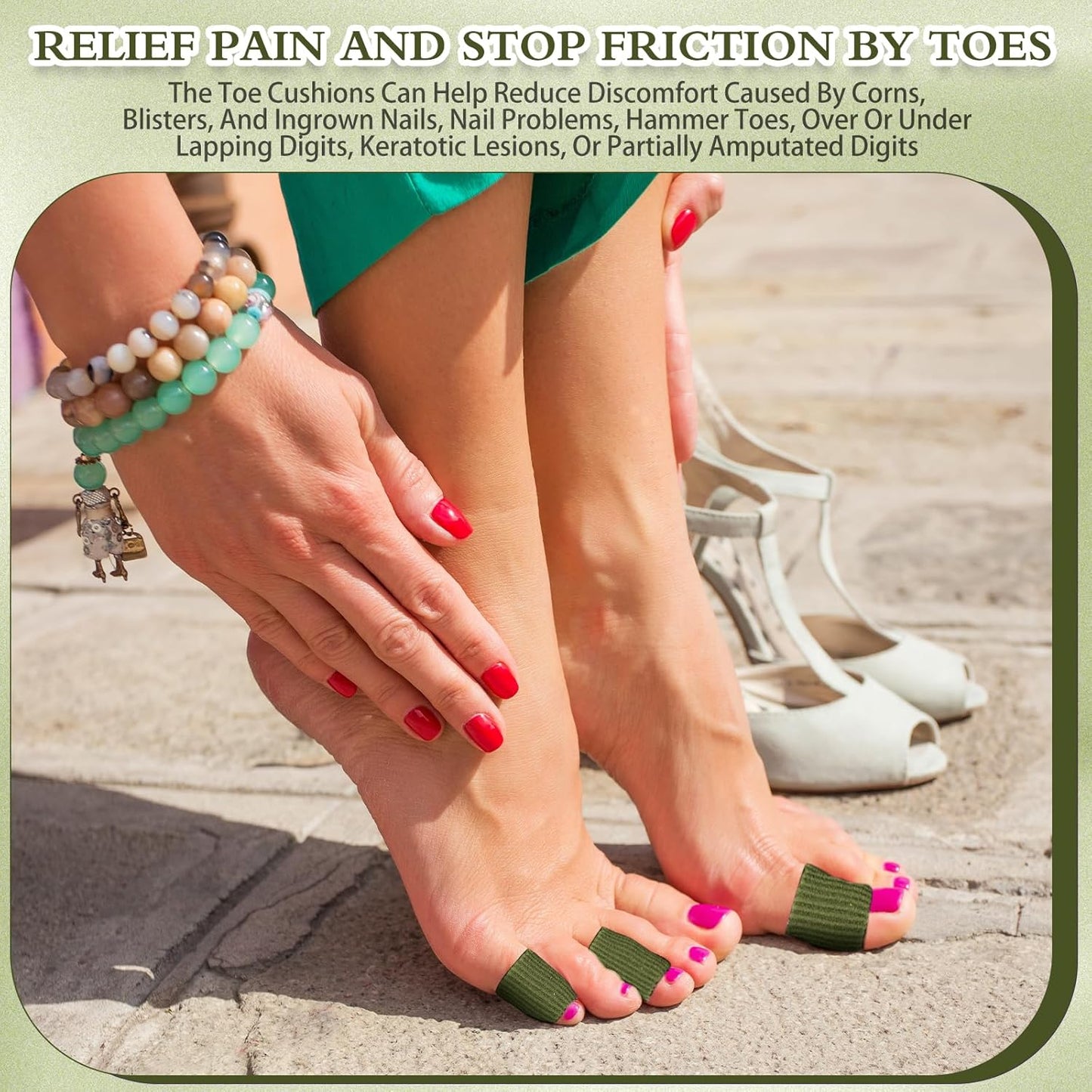 Blulu 24 Pieces Toe Tubes 0.98 Inches Cushion Tube Corn Pads for Toes Sleeves Soft Gel Protectors for Cushions Corns Blisters Calluses 3 Size(Military Green,Assorted Sizes)